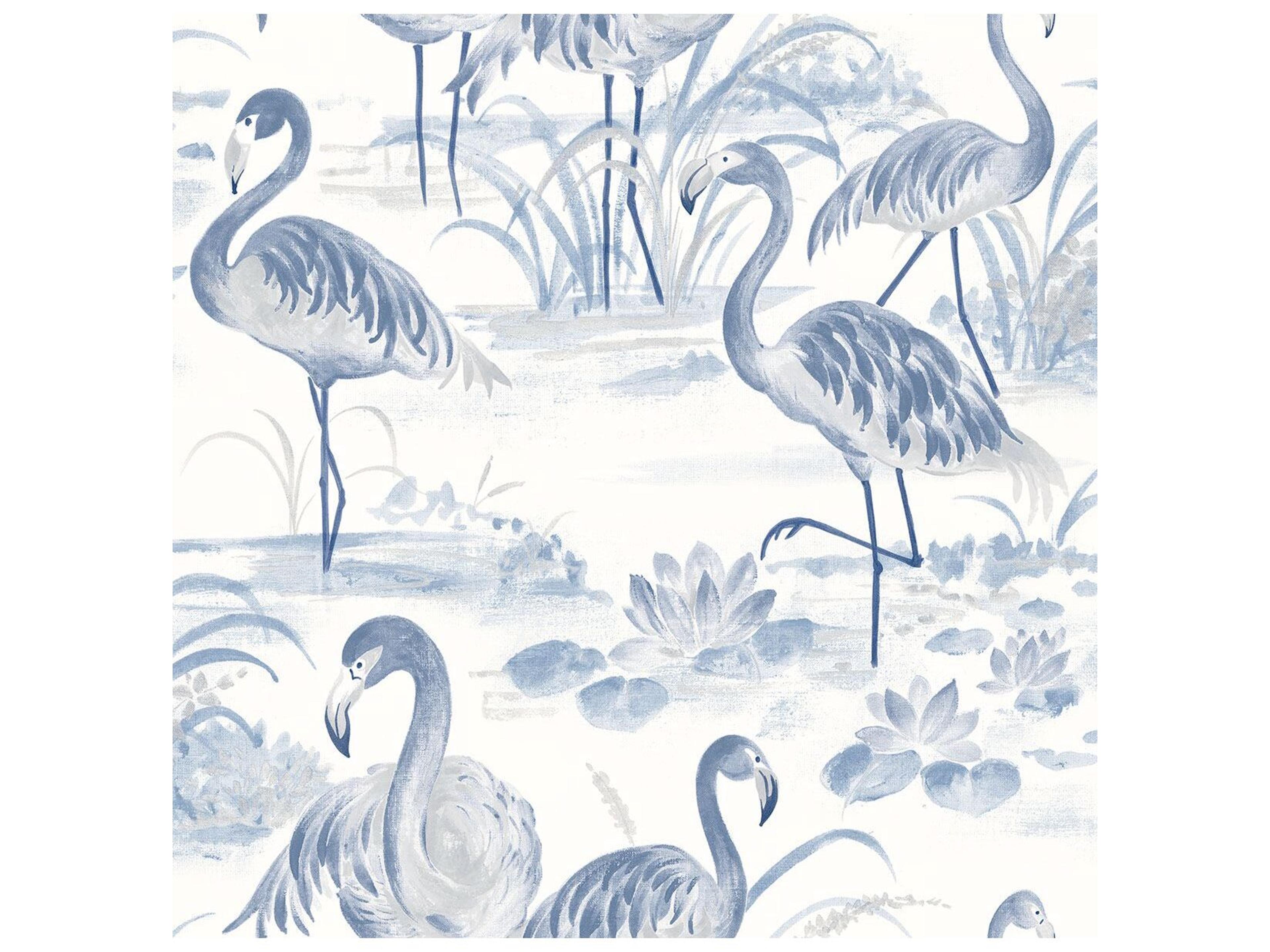 Brewster Home Fashions Chesapeake Everglades Blue Flamingos Wallpaper