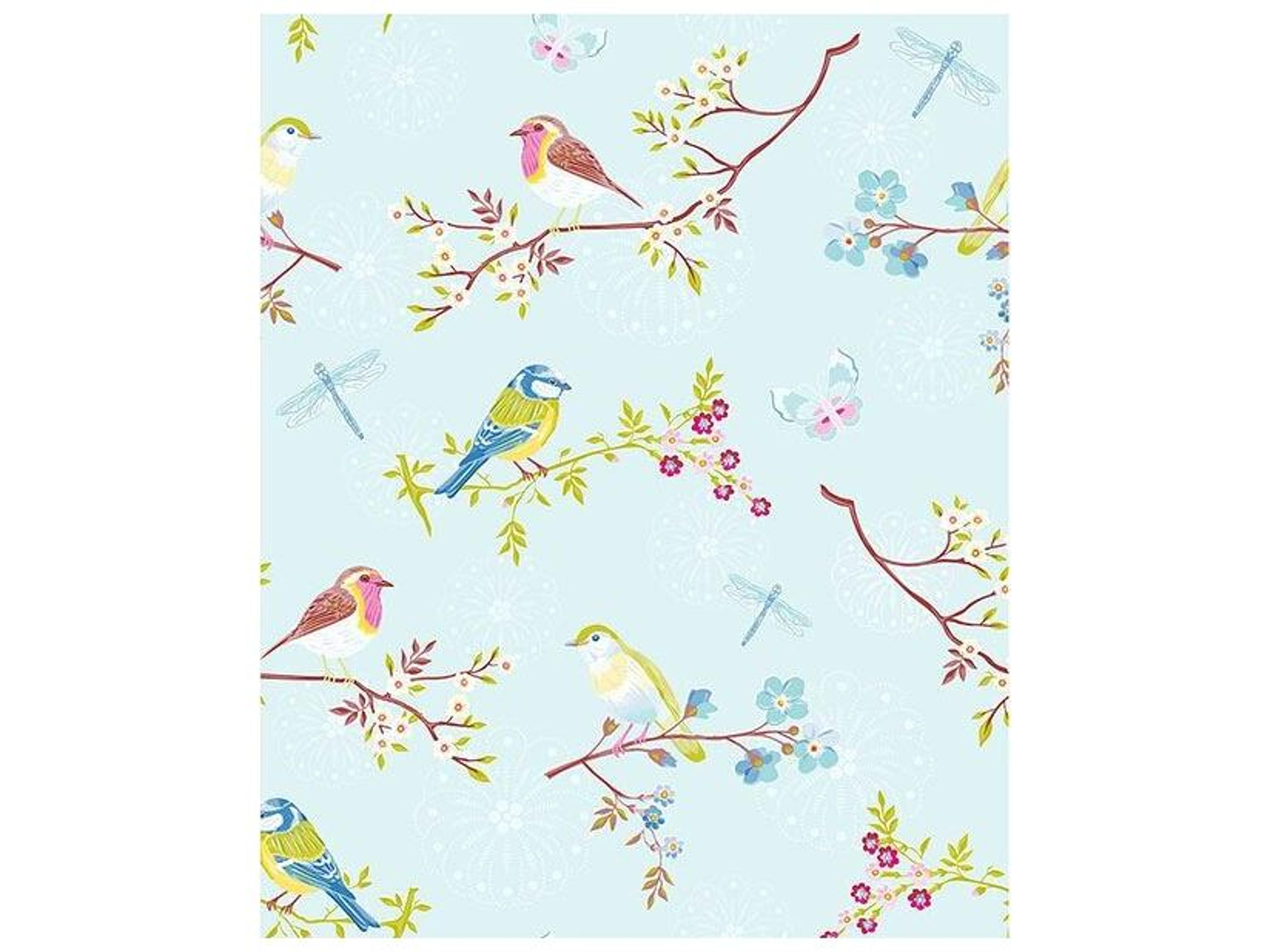 Brewster Home Fashions Eijffinger Marit Light Blue Bird Wallpaper