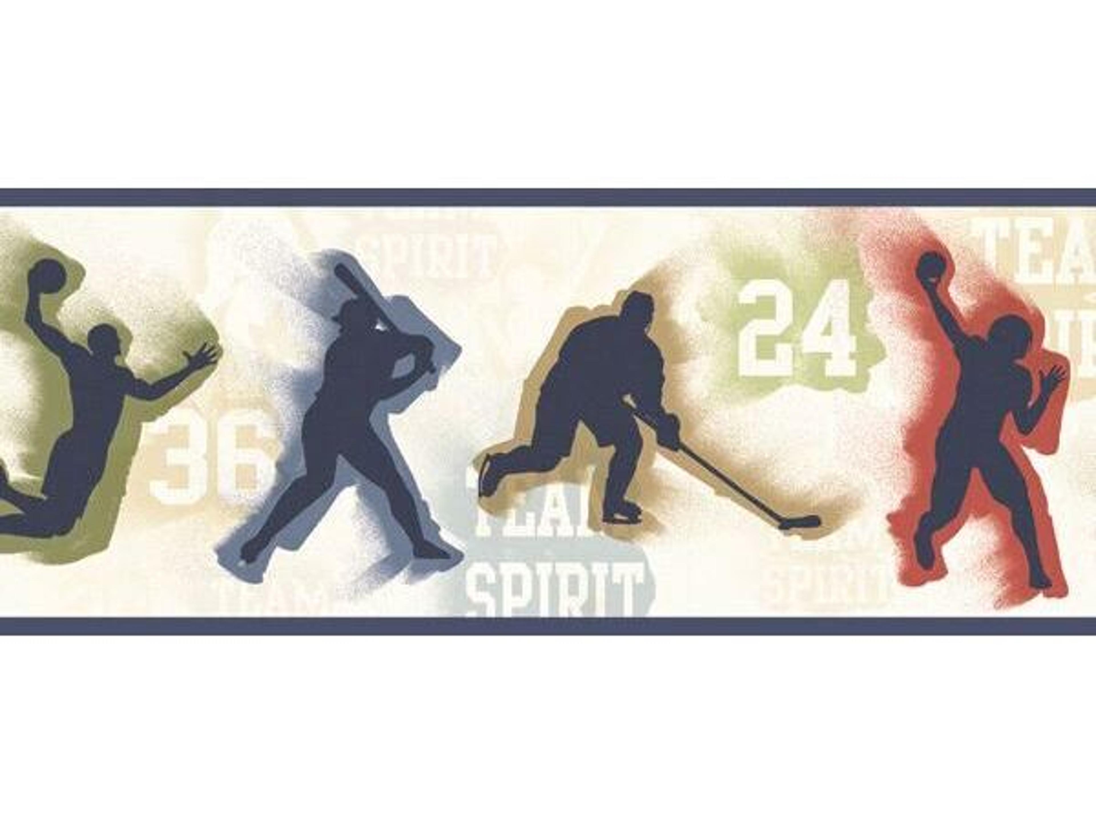 Brewster Home Fashions Chesapeake Seth Blue Sports Figures Toss Border