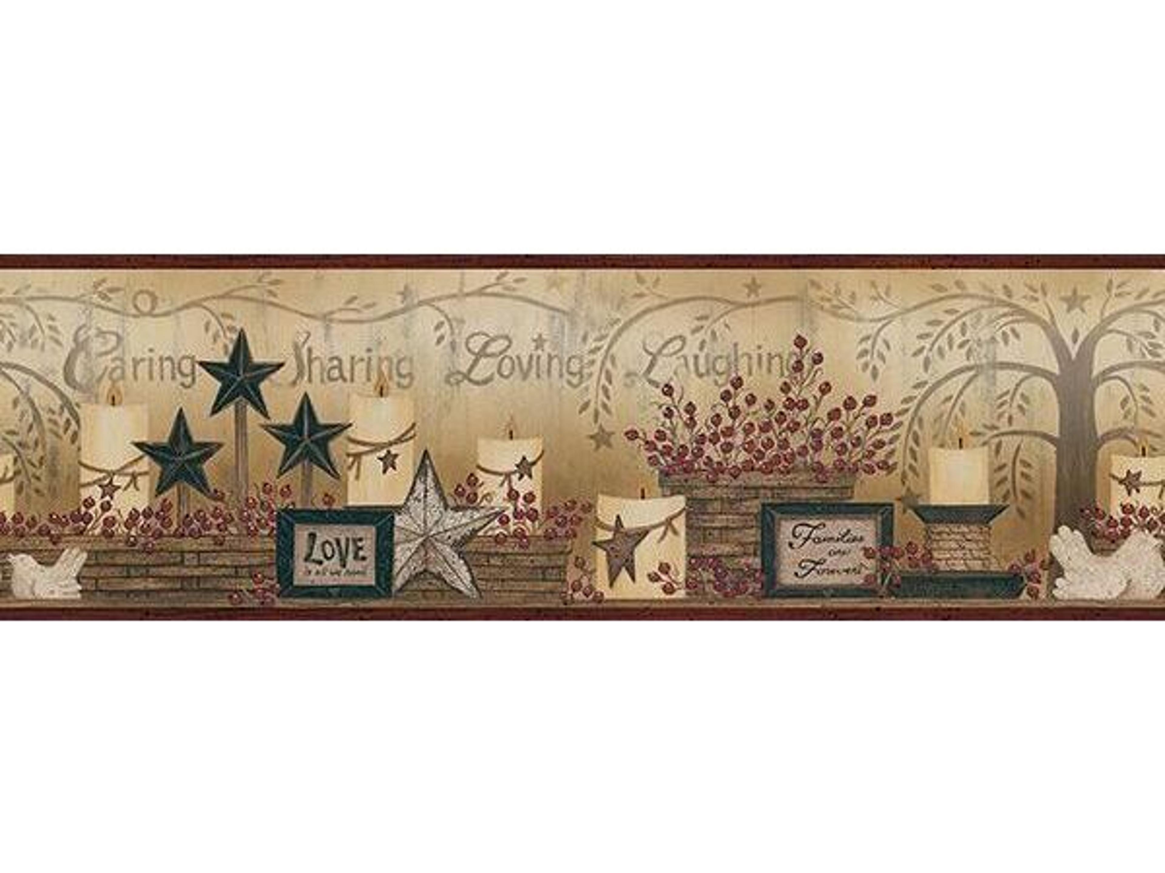Brewster Home Fashions Chesapeake Caring Candles Dark Red Border