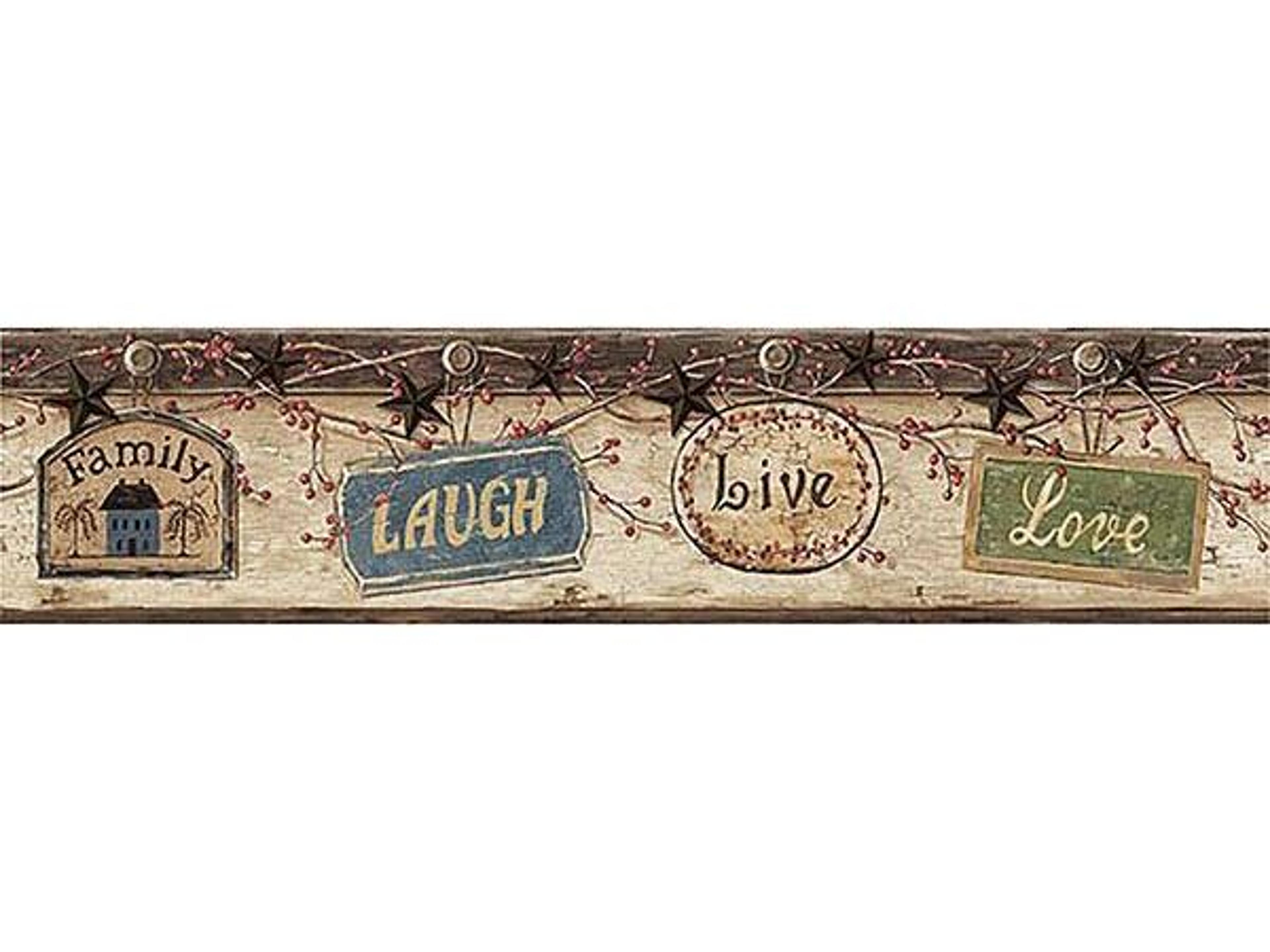 Brewster Home Fashions Chesapeake Kinsey Blue Live Laugh Love Border