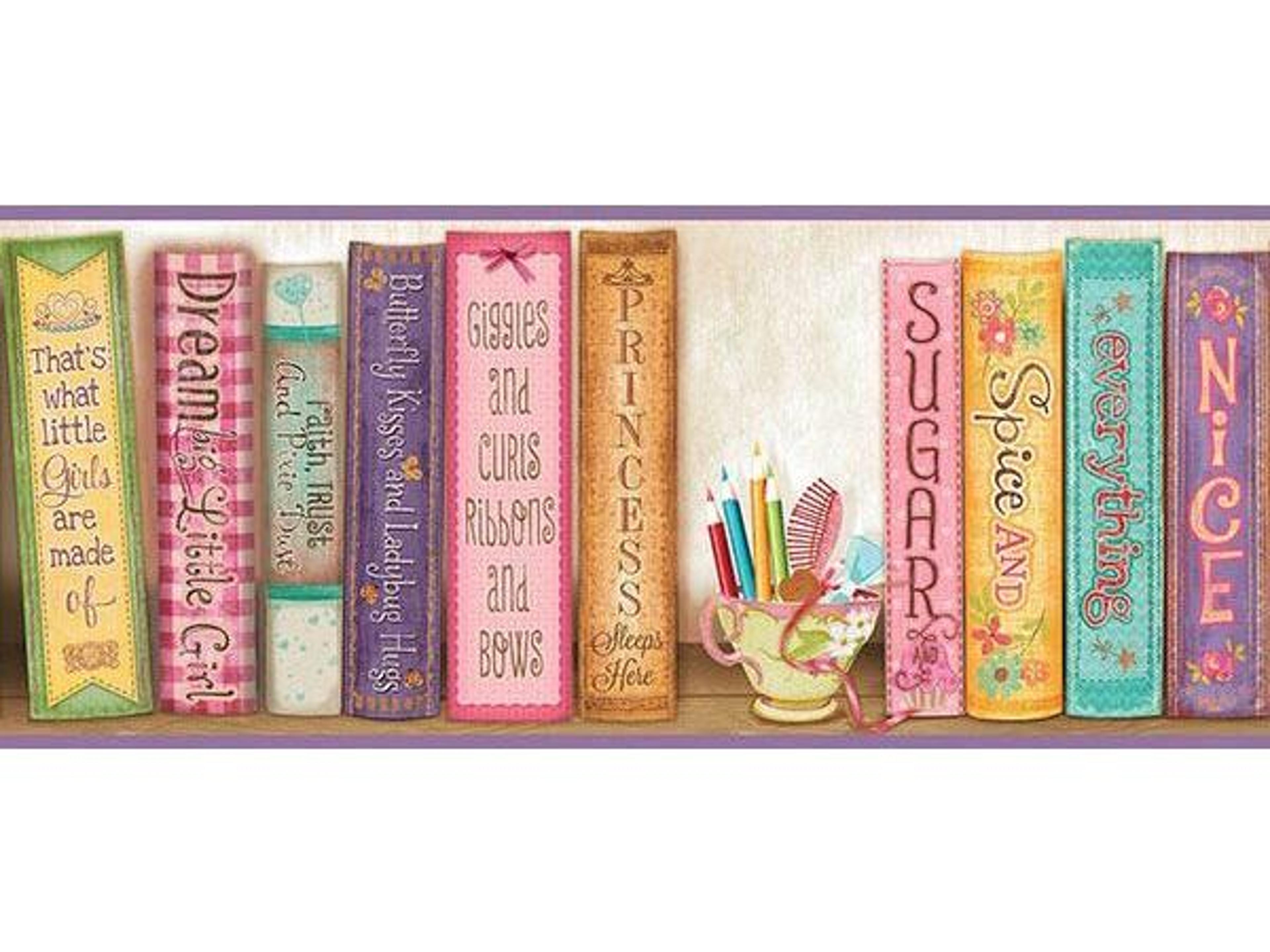 Brewster Home Fashions Chesapeake Vivi Purple Sugar And Spice Bookshelf Border