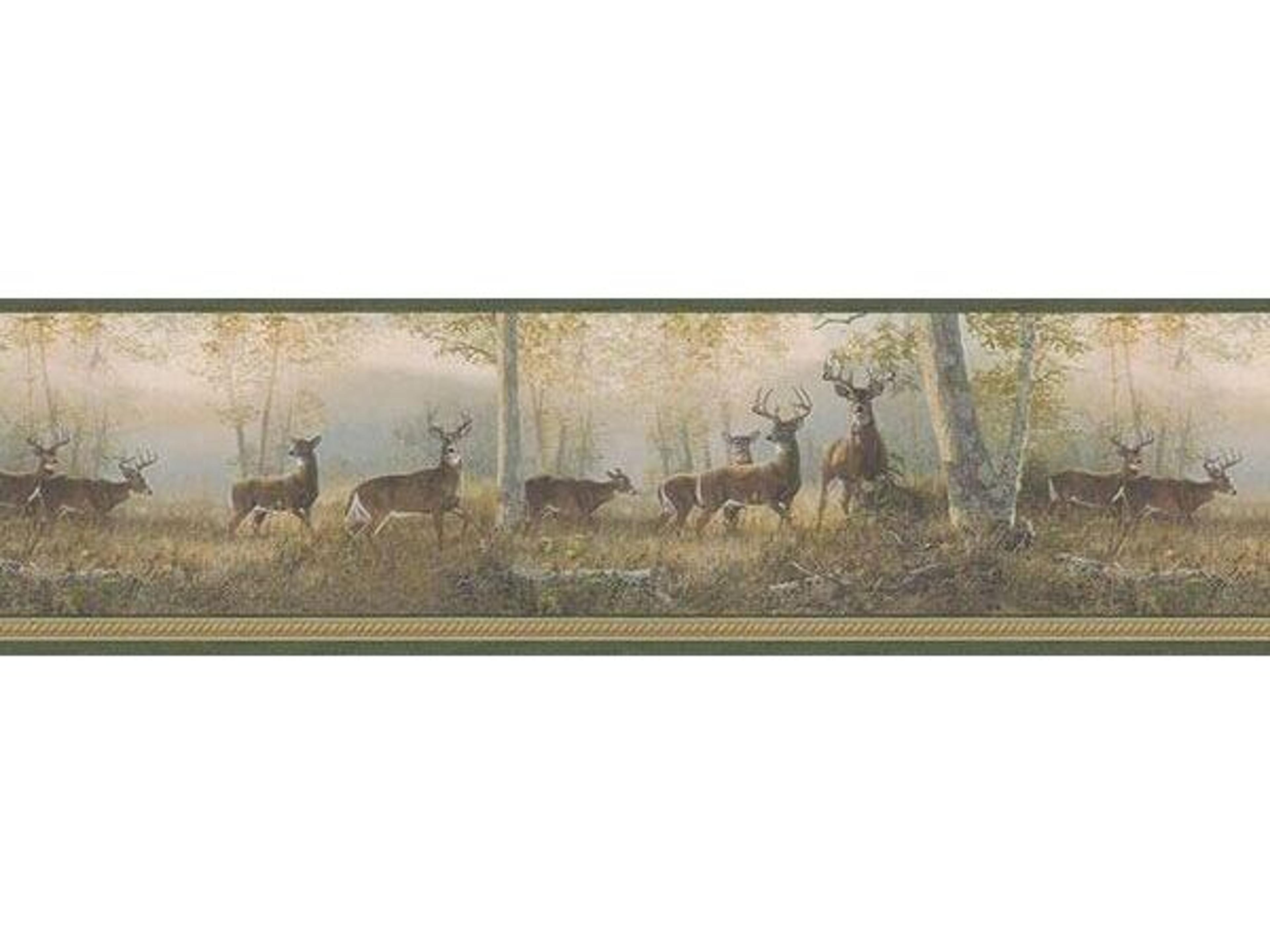 Brewster Home Fashions Chesapeake Storrie Green Deer Border