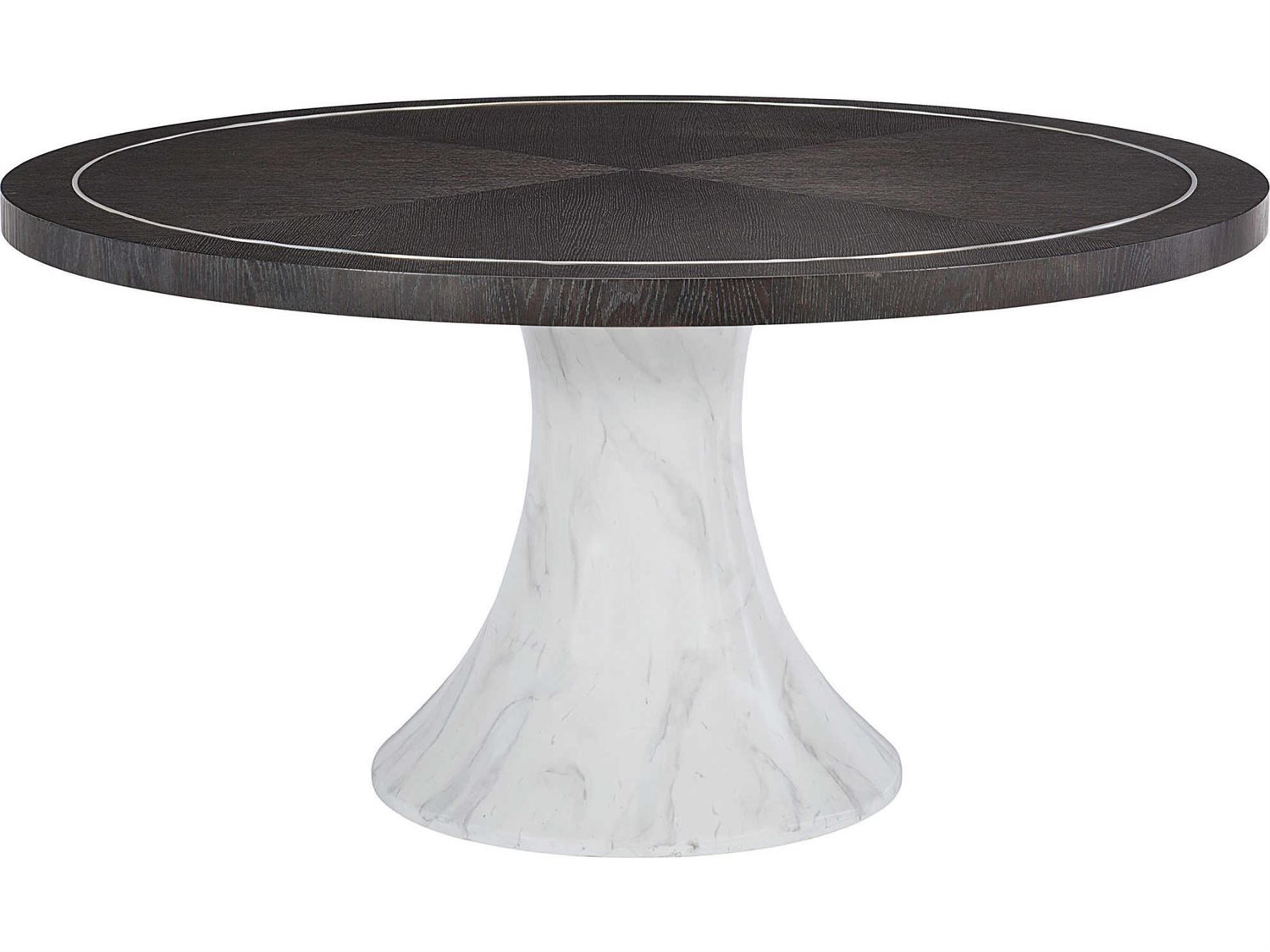 Bernhardt Decorage Round Wood Cerused Mink Silver Mist Dining Table