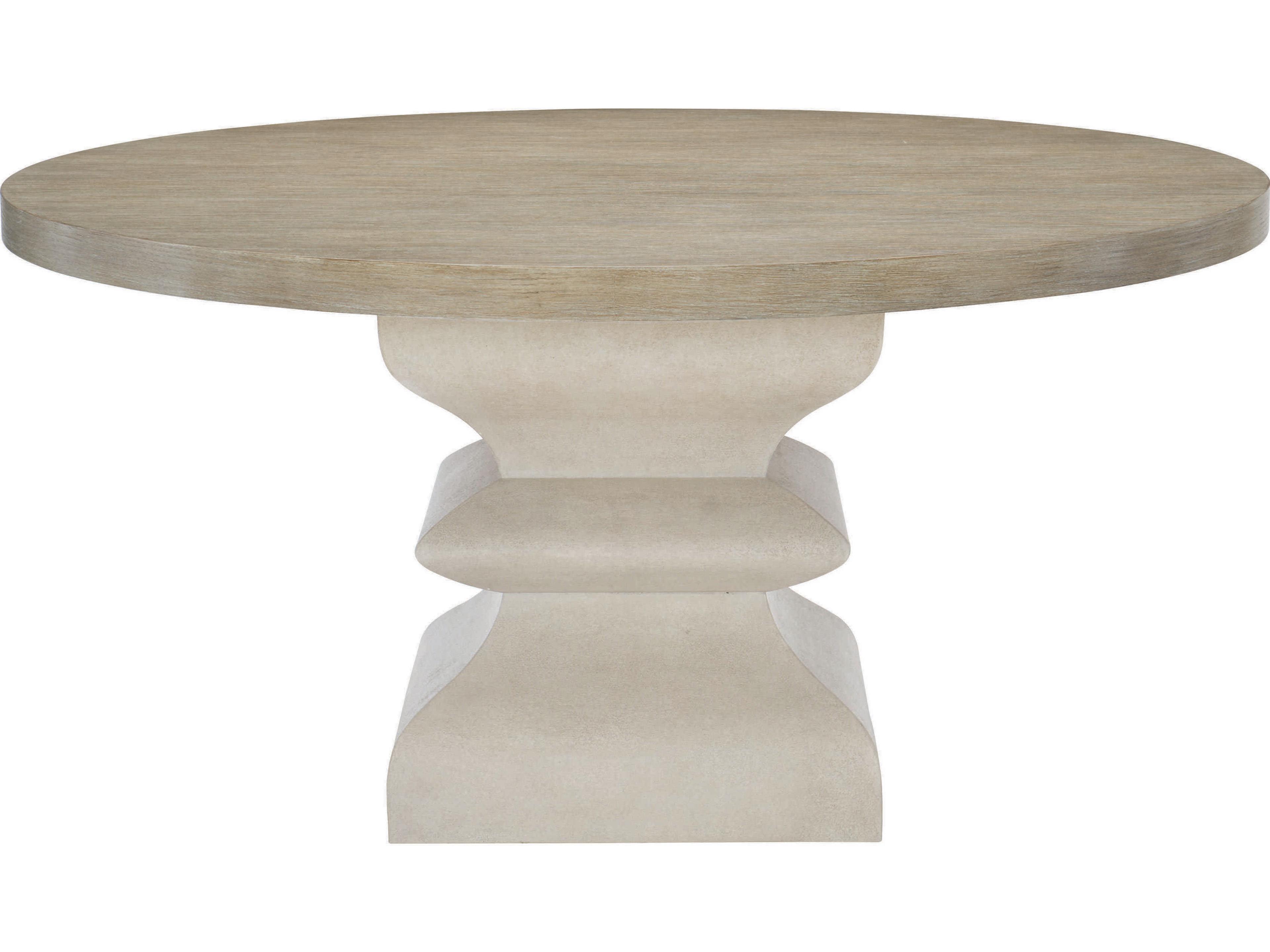 Bernhardt Santa Barbara Round Wood Sandstone Textured Cameo Dining Table
