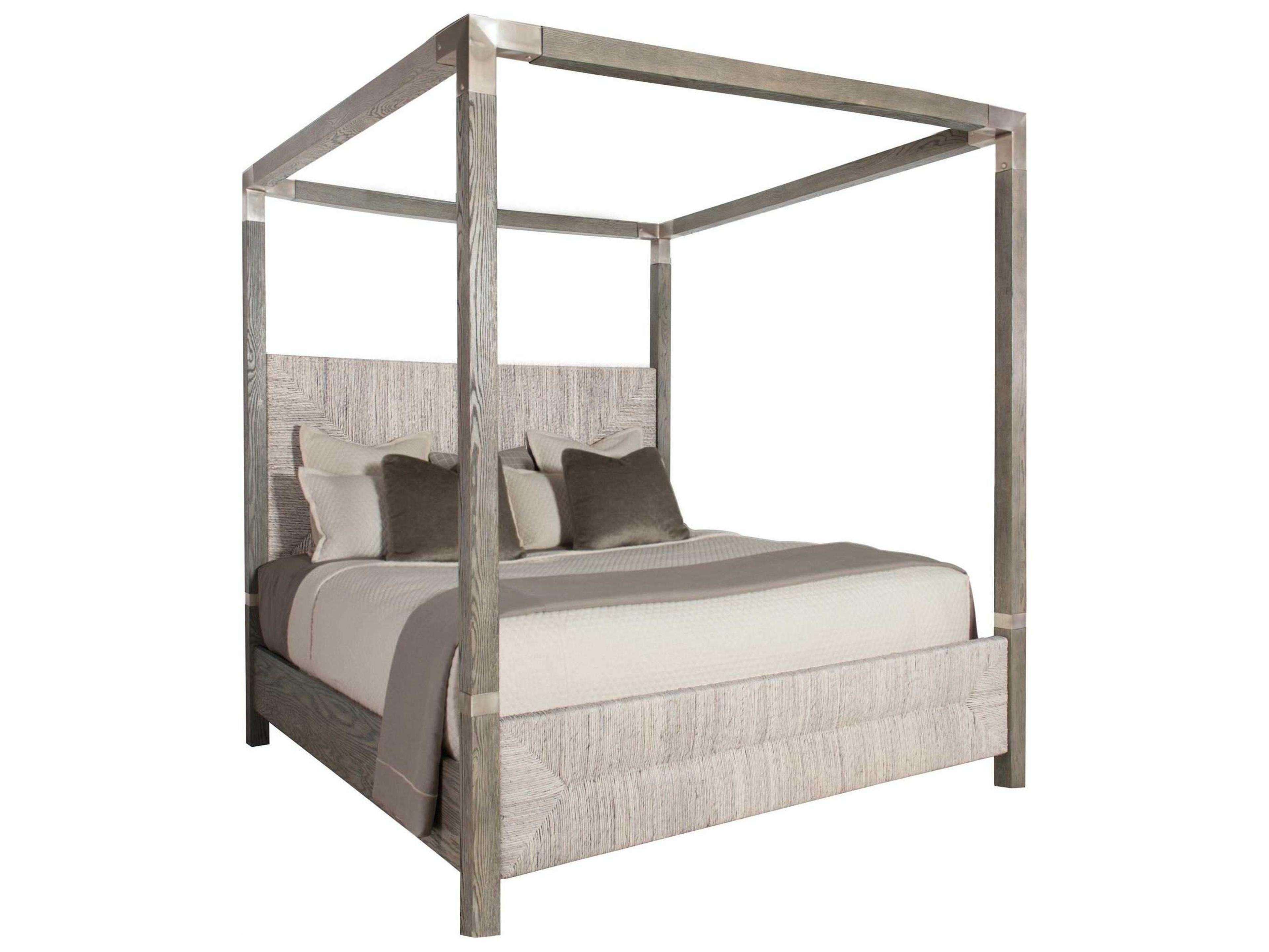 Bernhardt Interiors Palma Rustic Gray Oak Wood King Poster Bed