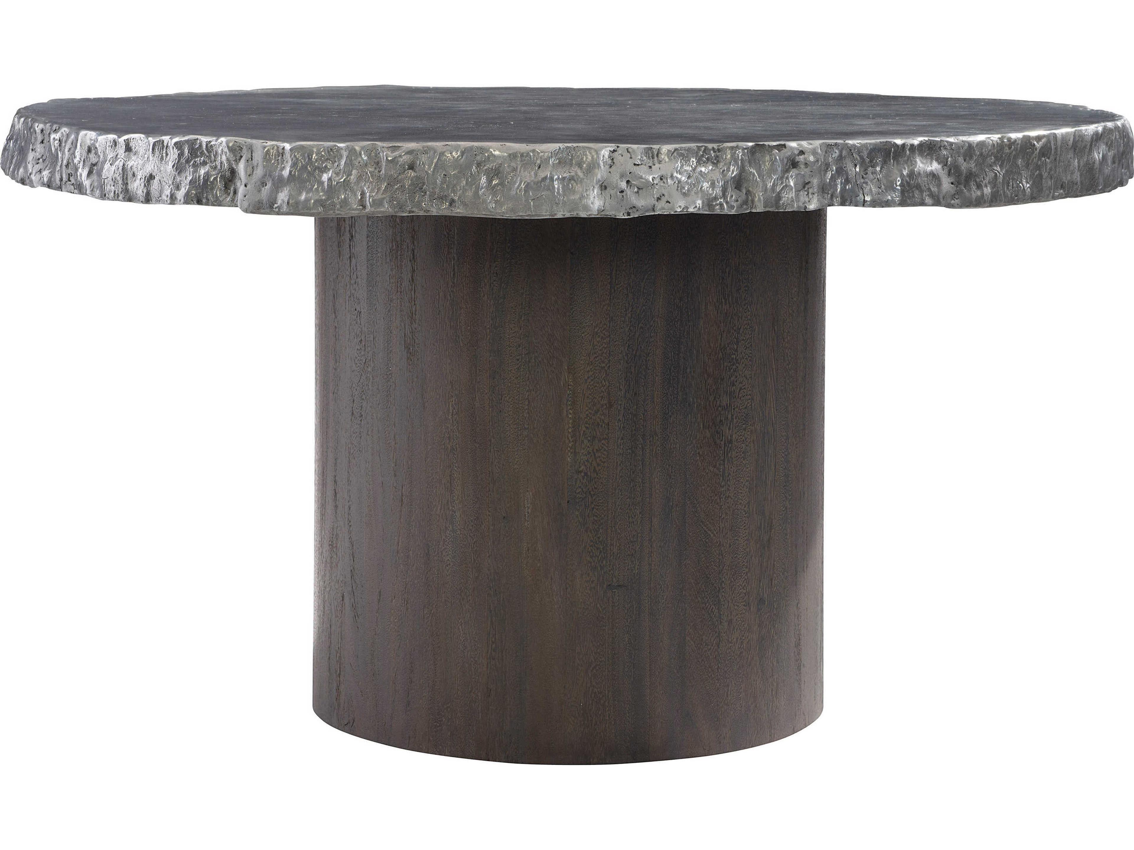 Bernhardt Interiors Cahill Round Marble Gray Brown Dining Table
