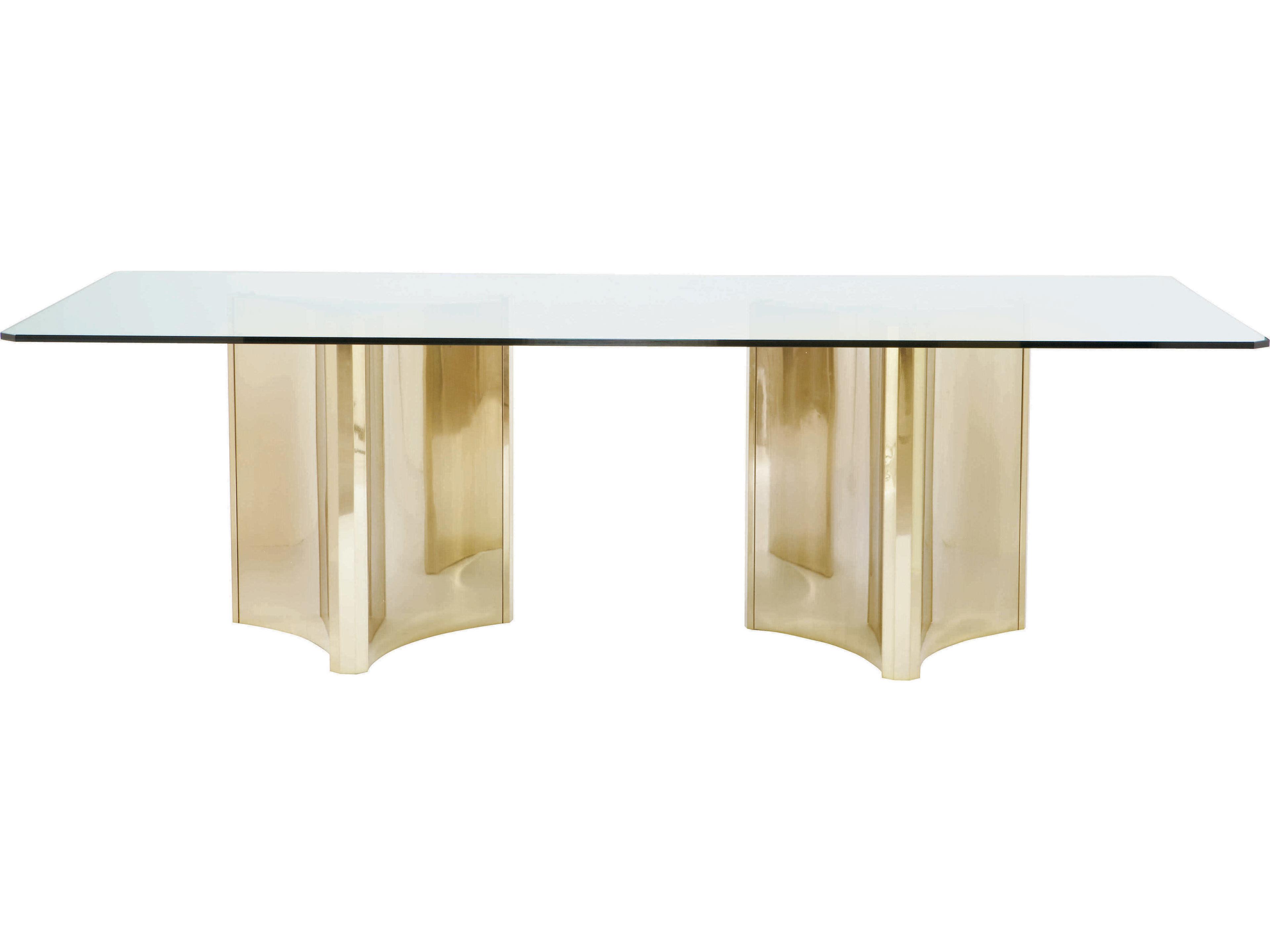 Bernhardt Interiors Abbott Rectangular Glass Patinated Brass Dining Table