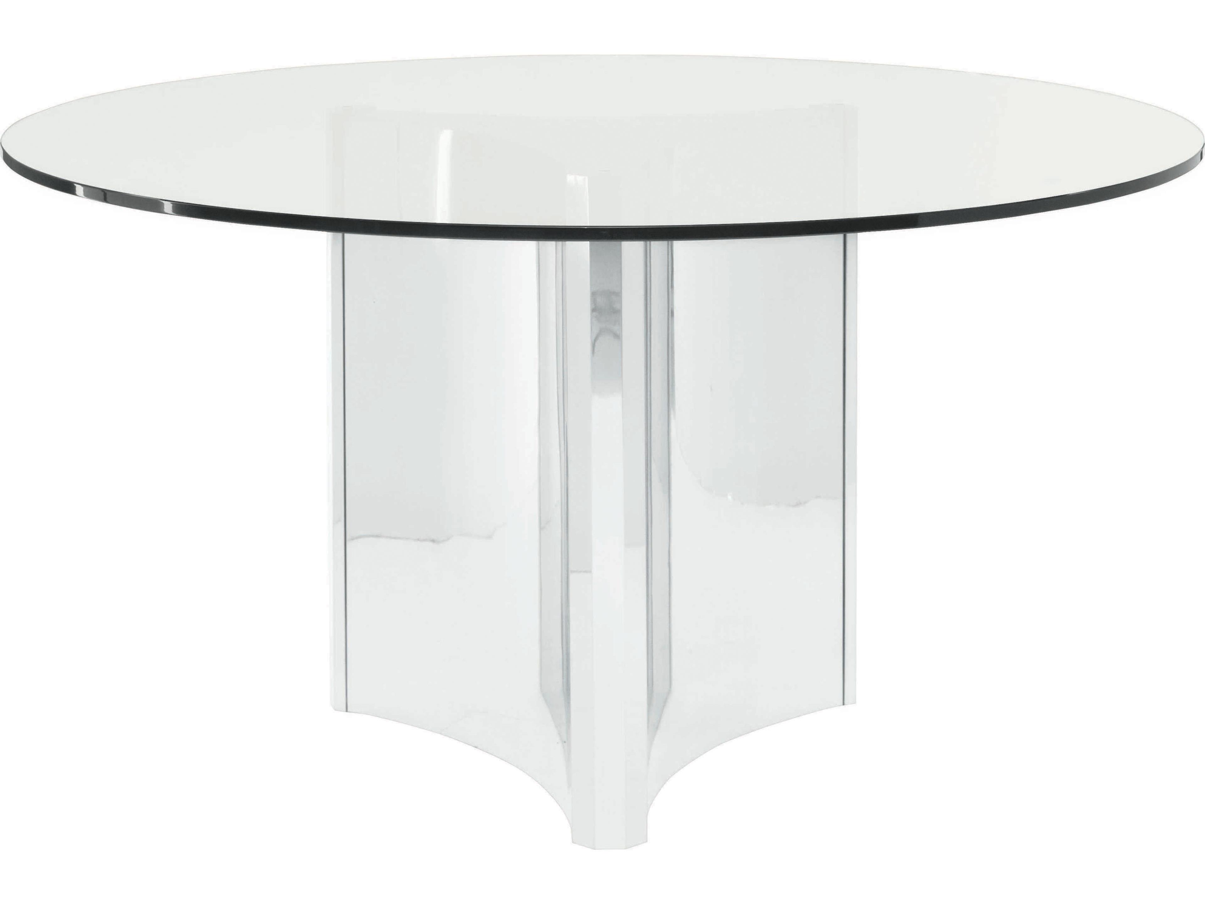 Bernhardt Abbott Round Glass Stainless Steel Dining Table