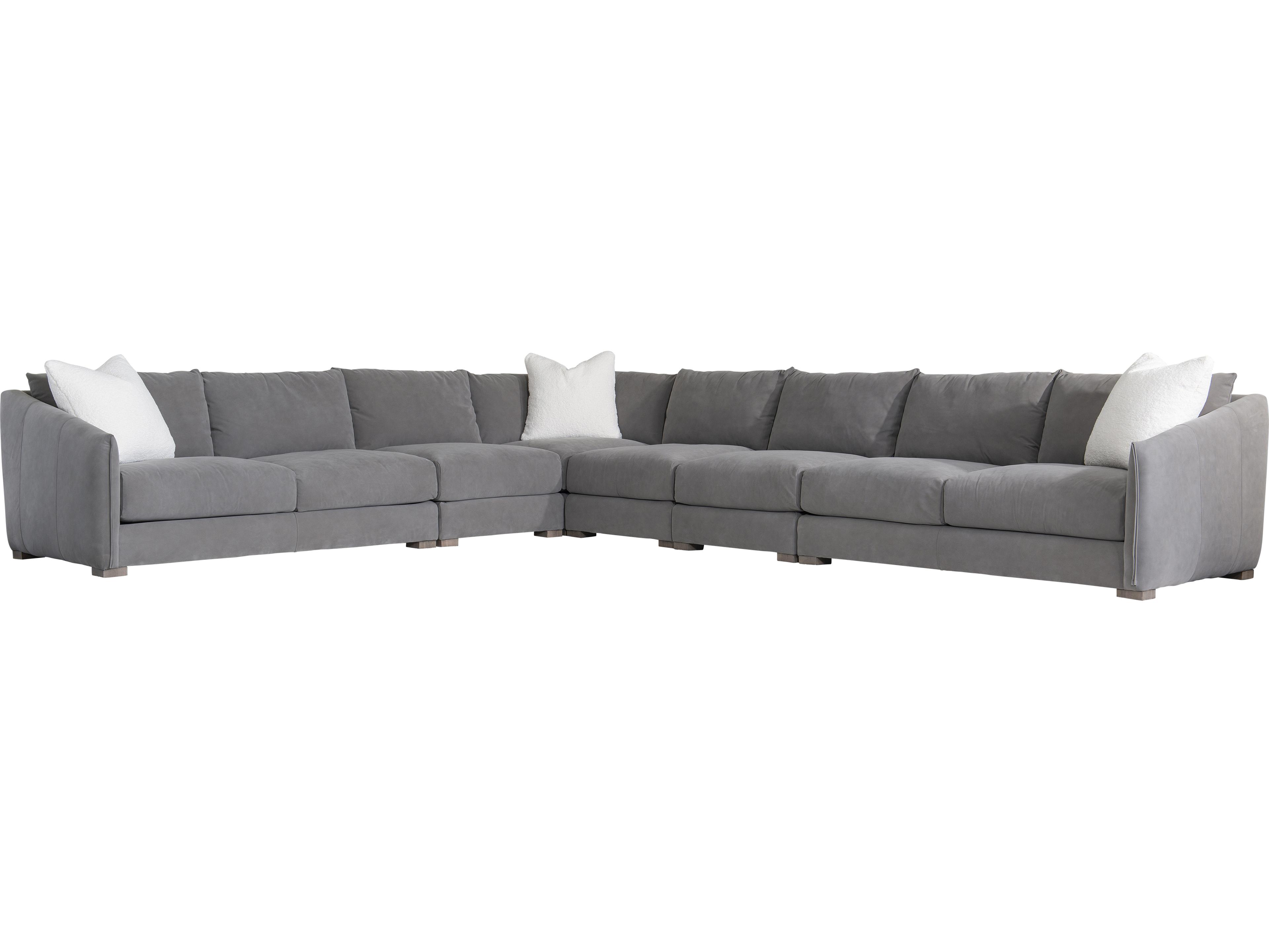 Bernhardt Demi Gray Leather Sectional Sofa