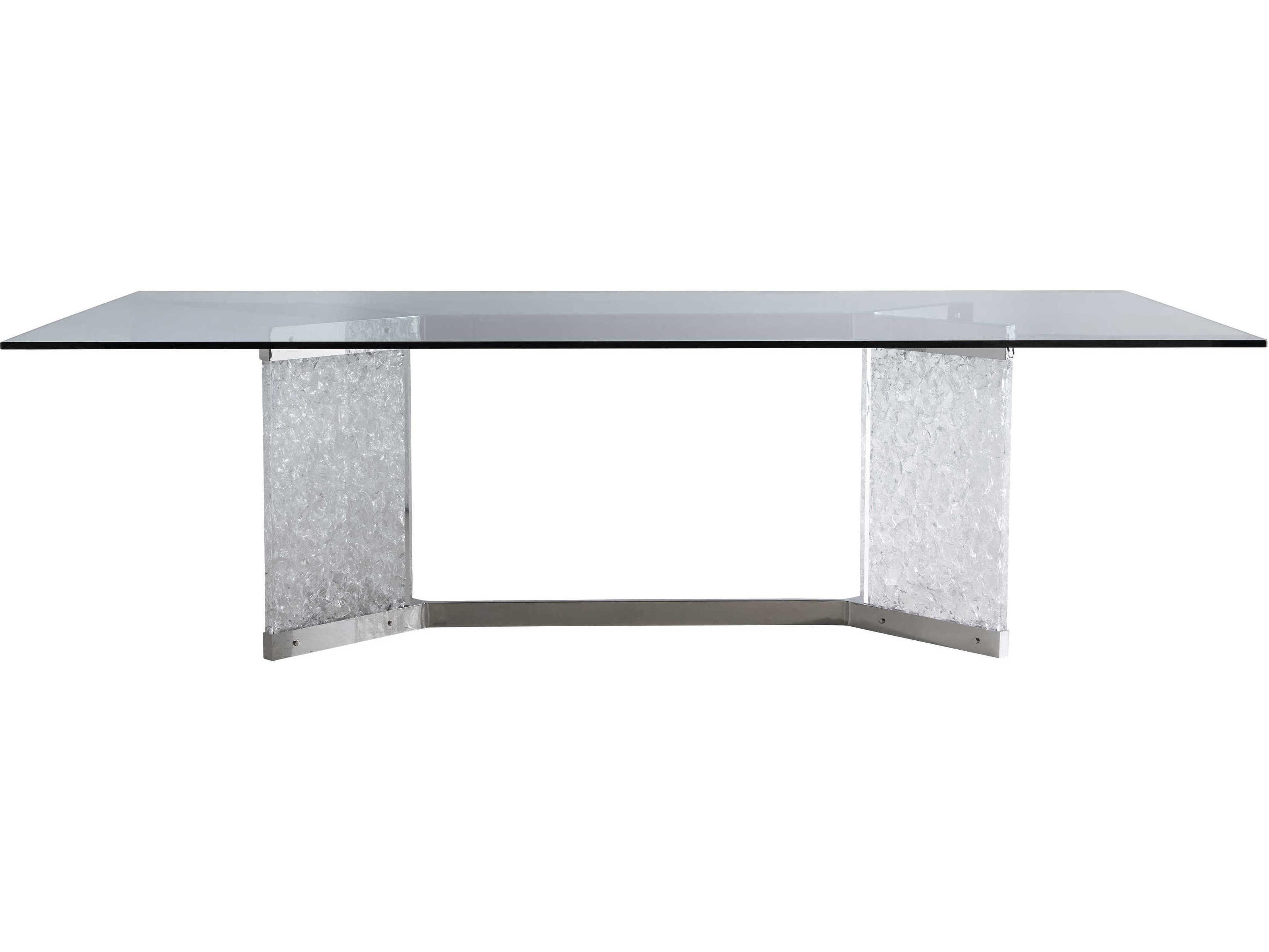 Bernhardt Andorra Rectangular Glass Polished Stainless Steel Dining Table