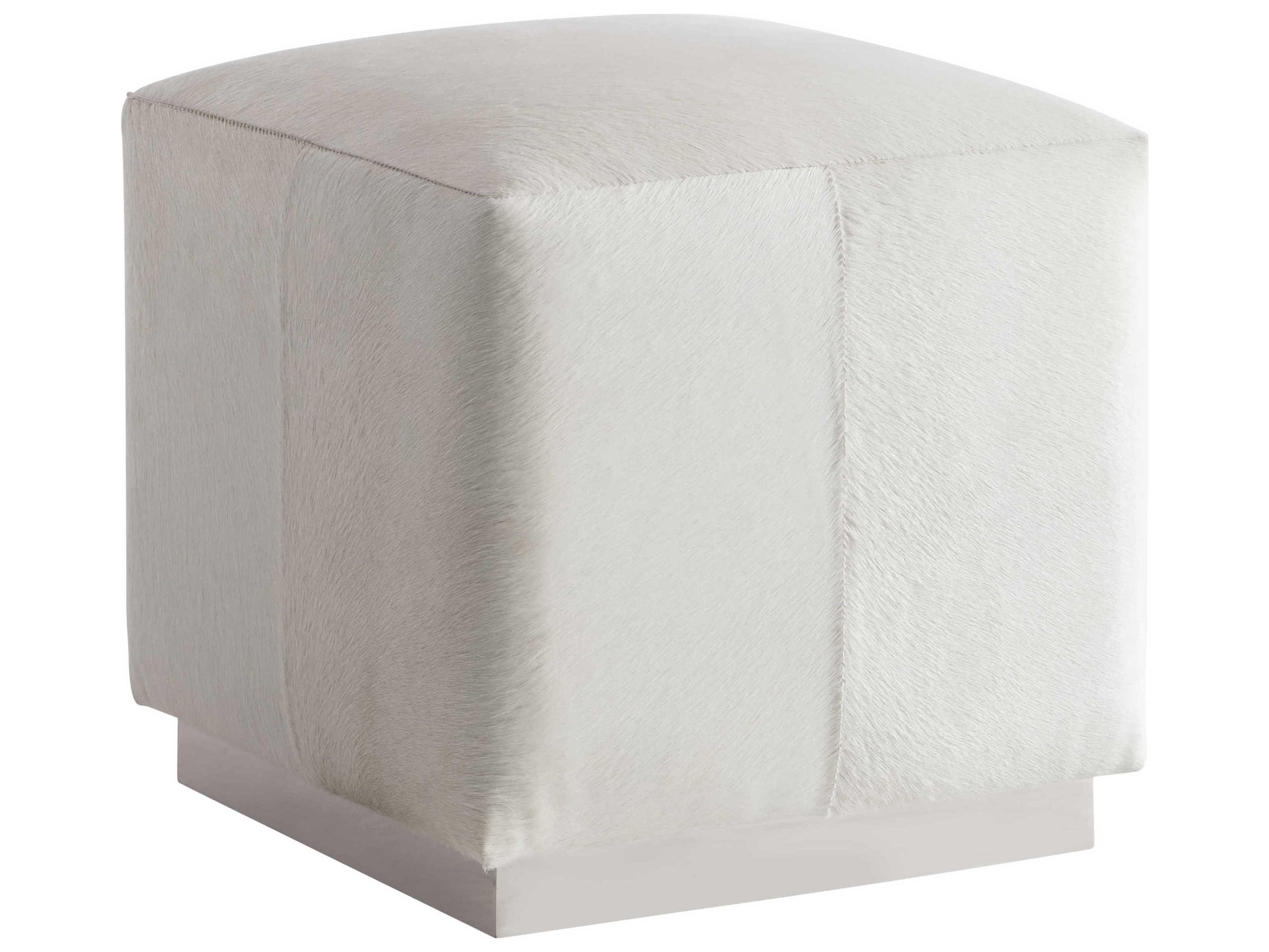 Bernhardt Aspen Stainless Steel White Upholstered Ottoman