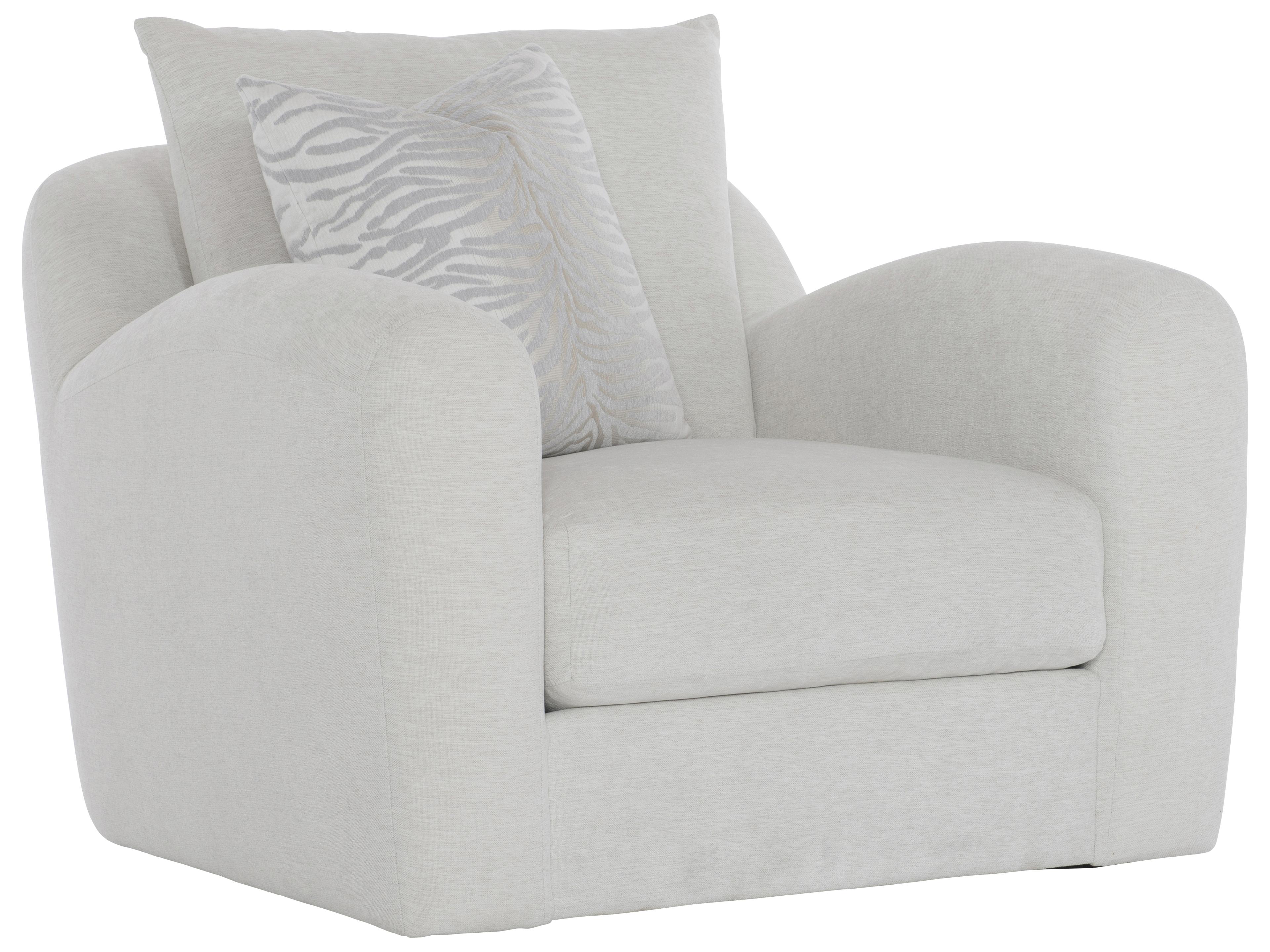 Bernhardt Plush Swivel White Accent Chair