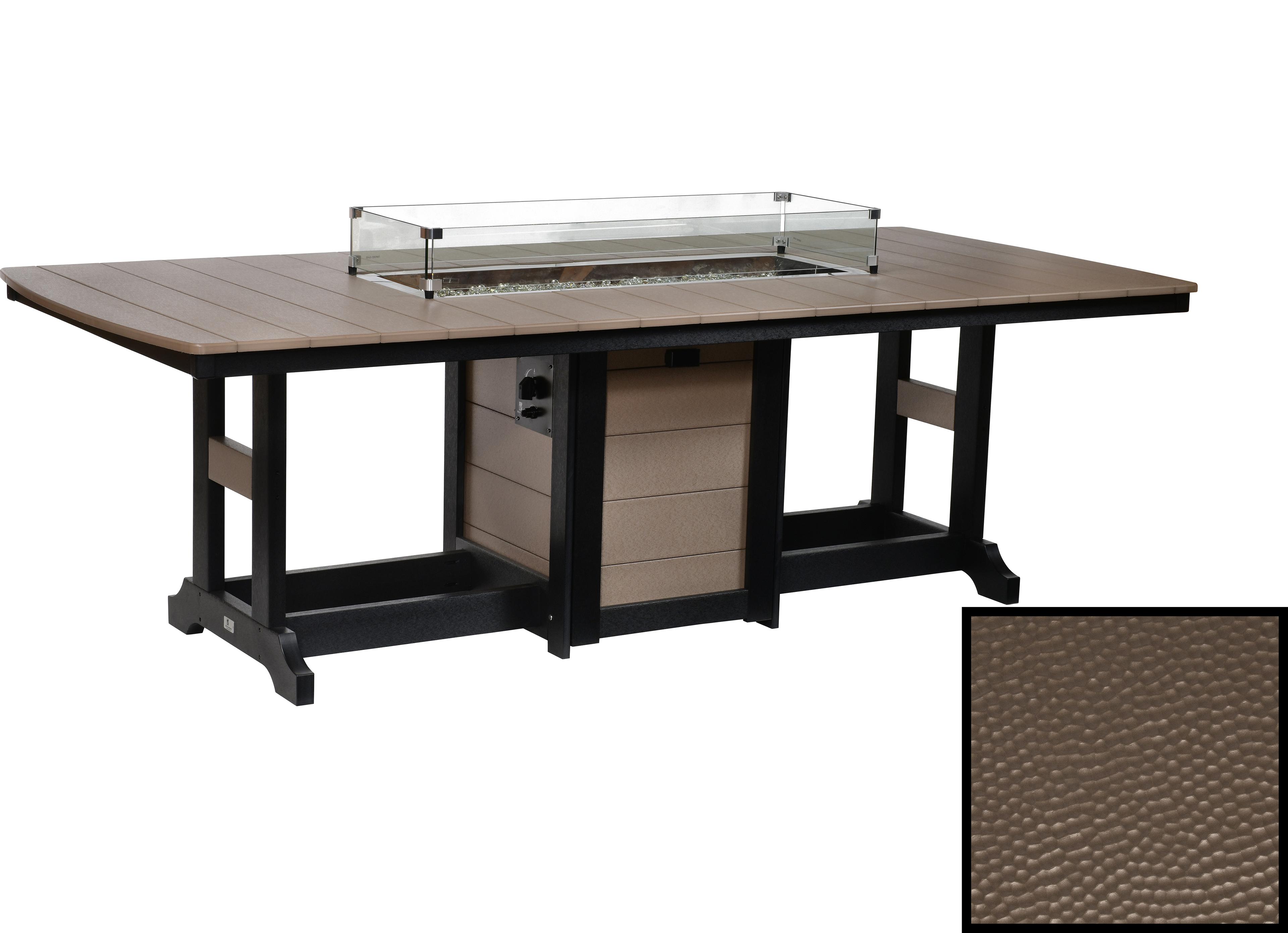 Berlin Gardens Garden Classic Recycled Plastic Hammered Rectangular Dining Height Outdoor Fire Pit Table