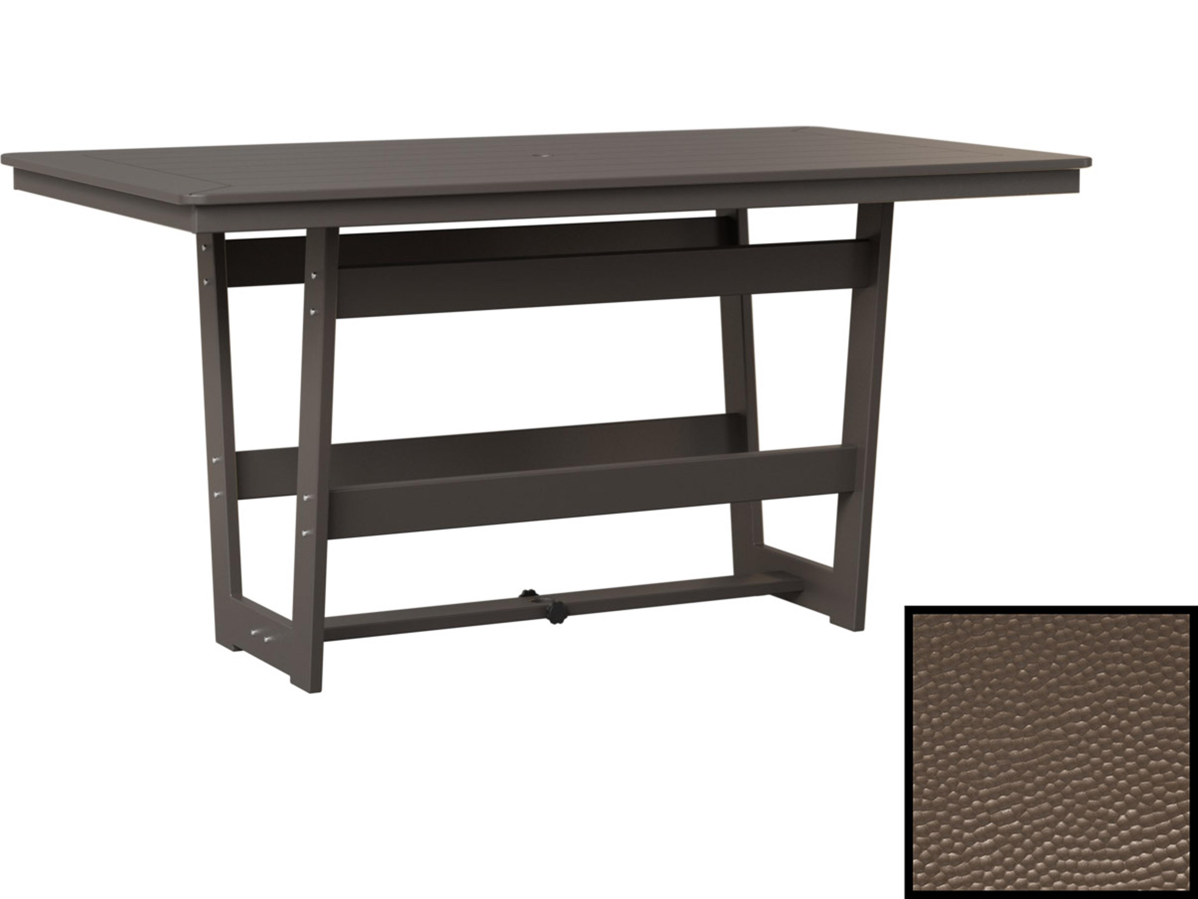Berlin Gardens Hudson Recycled Plastic Square Counter Height Table in Hammered with Umbrella Hole