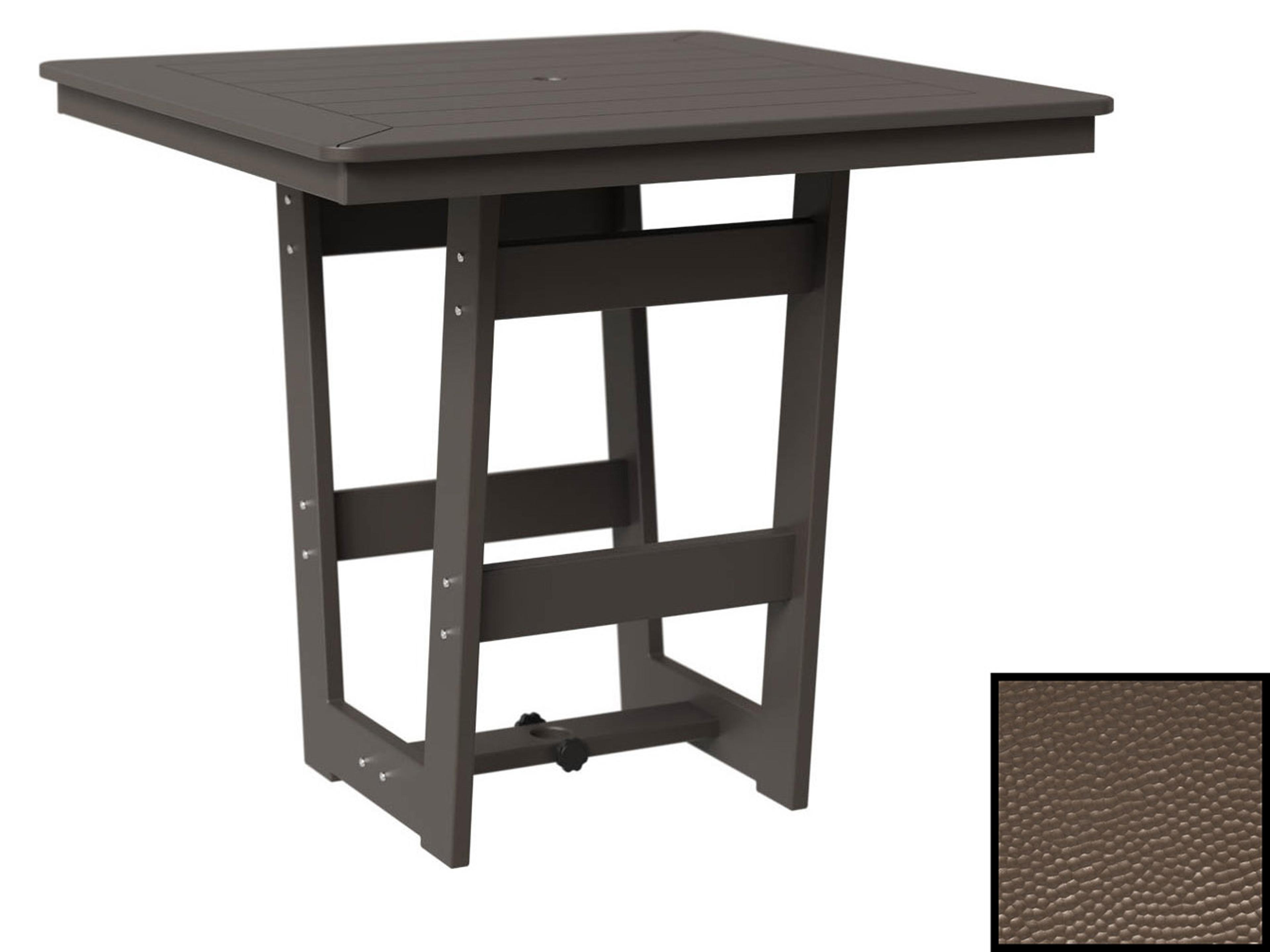 Berlin Gardens Hudson Recycled Plastic Rectangular Counter Height Table in Hammered with Umbrella Hole