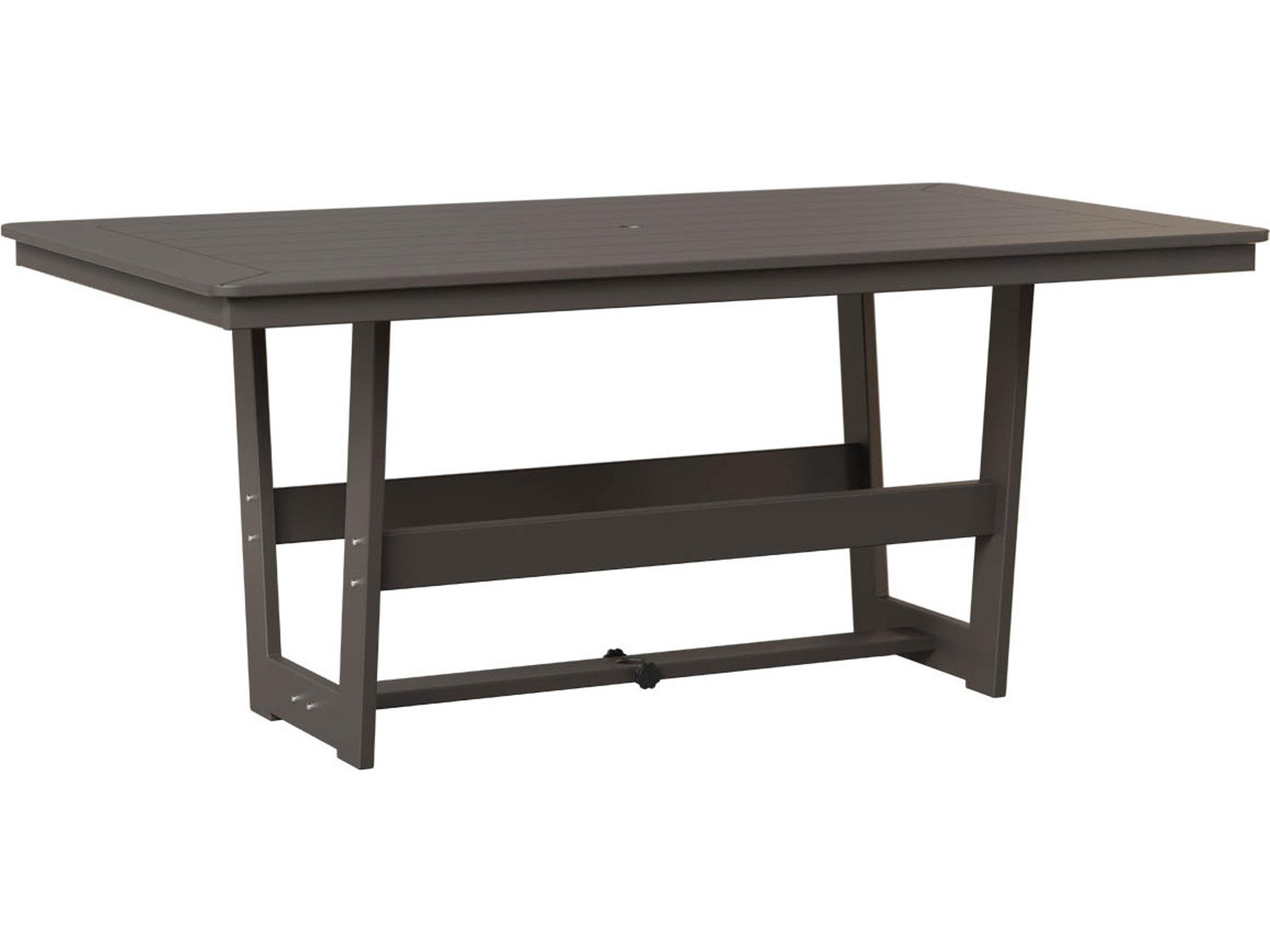 Berlin Gardens Hudson Recycled Plastic Rectangular Dining Height Table with Umbrella Hole