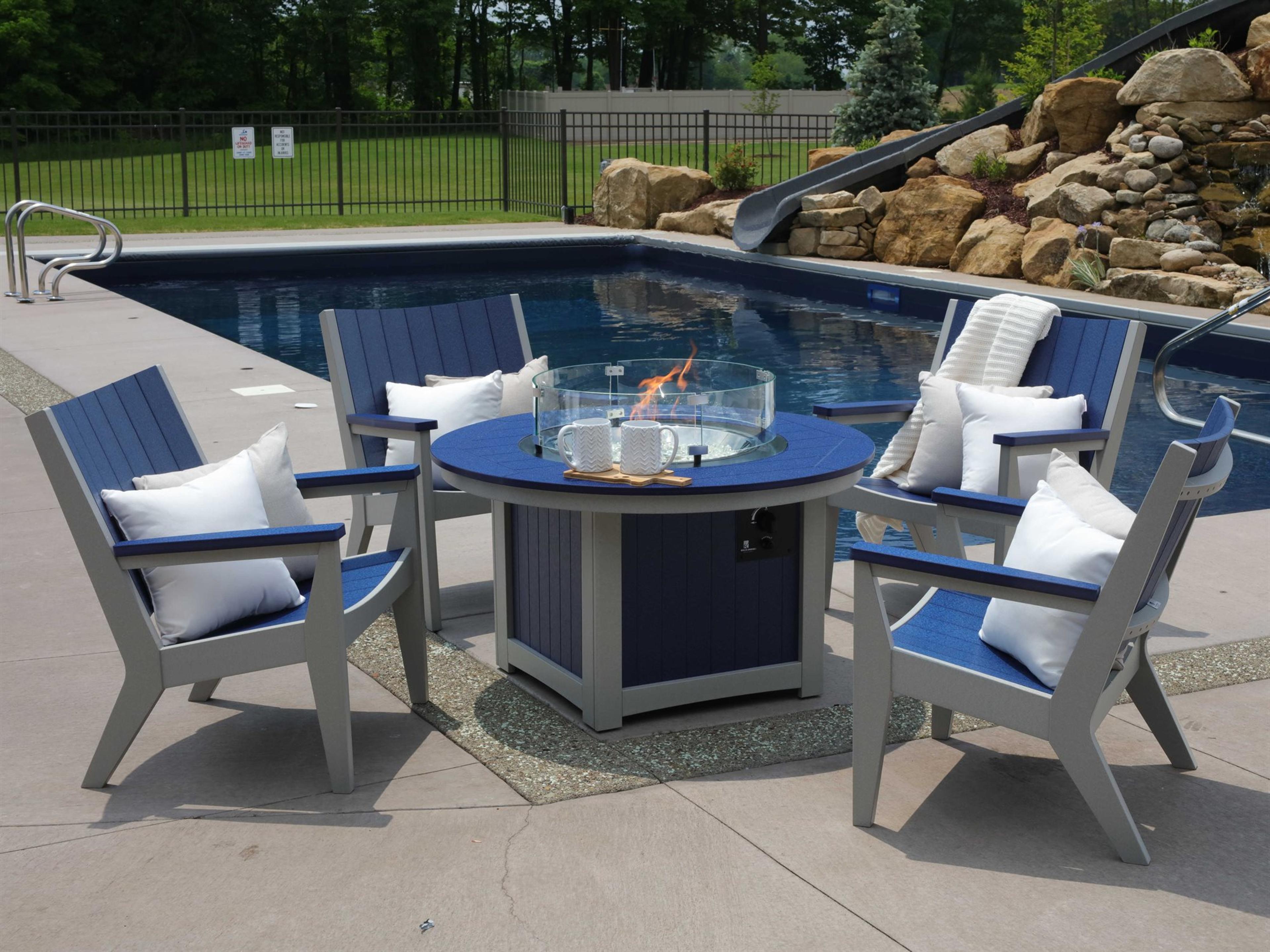 Berlin Gardens Manhew Recycled Plastic Firepit Outdoor Lounge Set