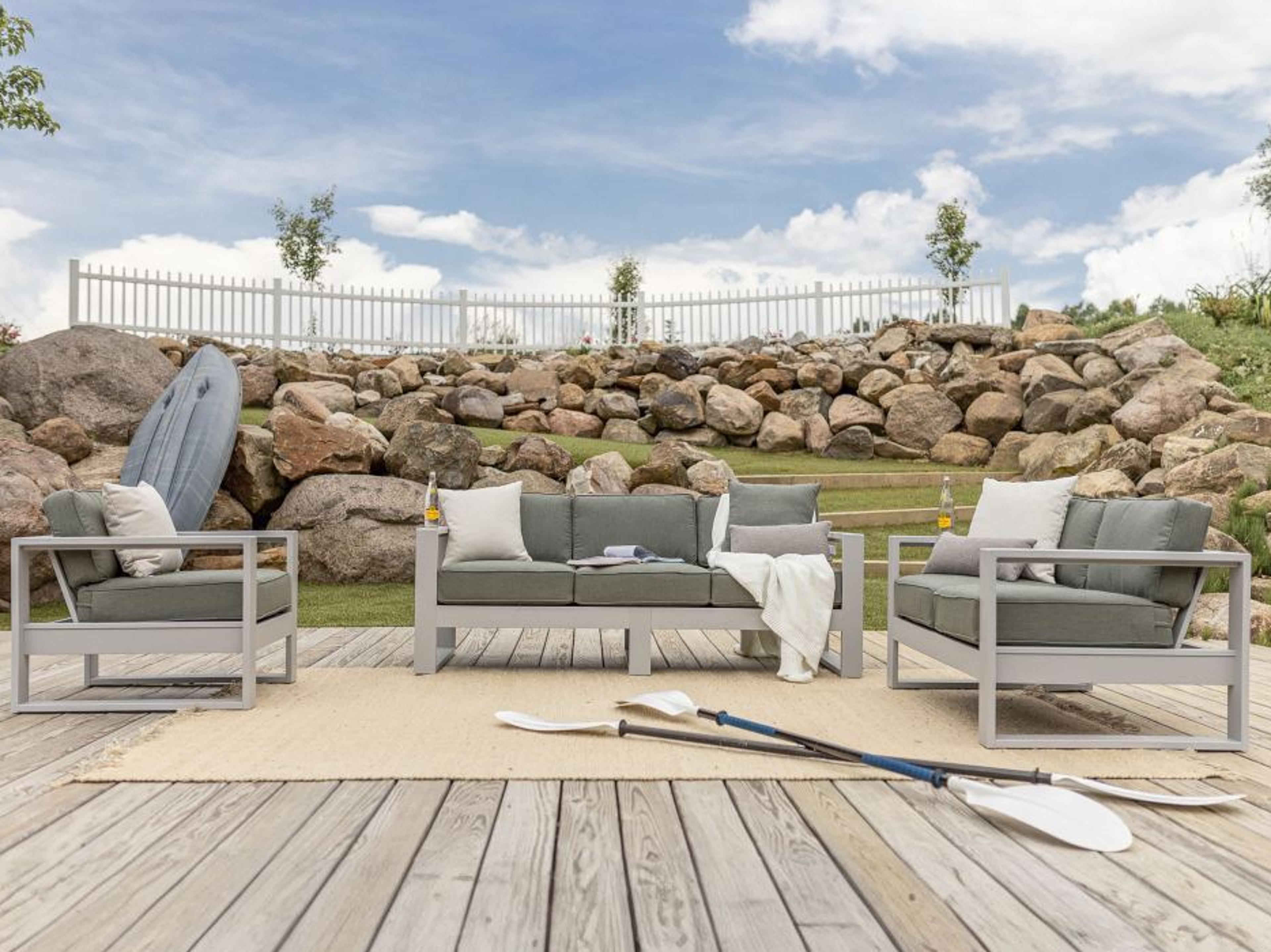 Berlin Gardens Nordic Recycled Plastic Cushion Outdoor Patio Lounge Set