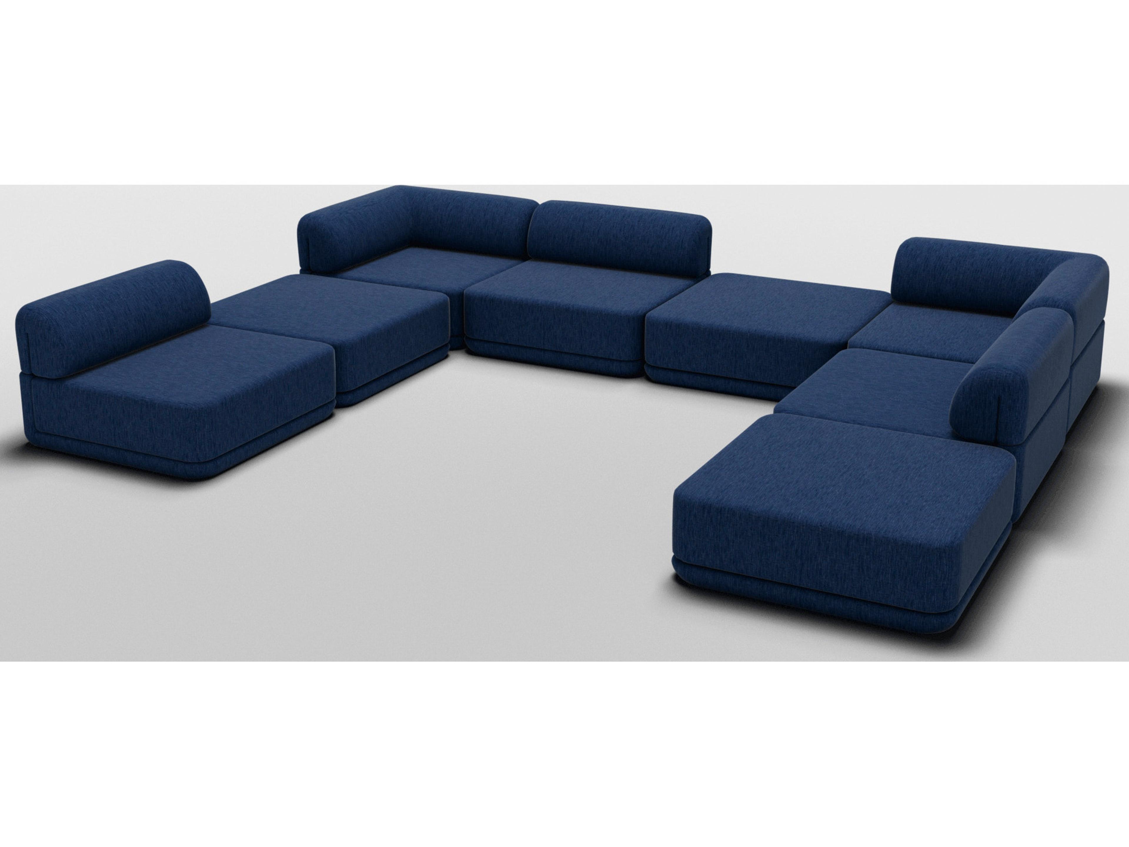 Bend Goods Cube Blue Upholstered Sectional Sofa