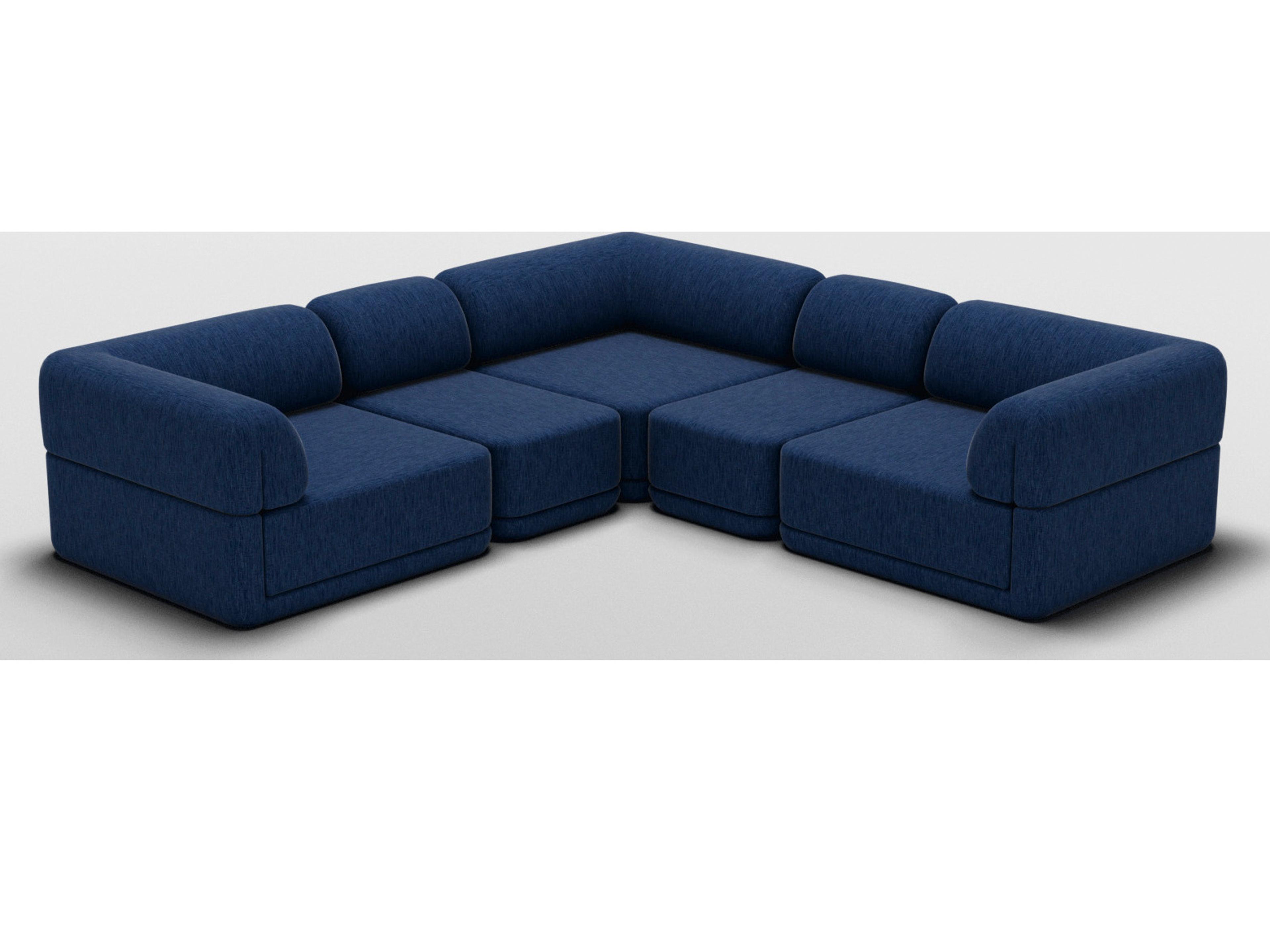 Bend Goods Cube Blue Upholstered Sectional Sofa