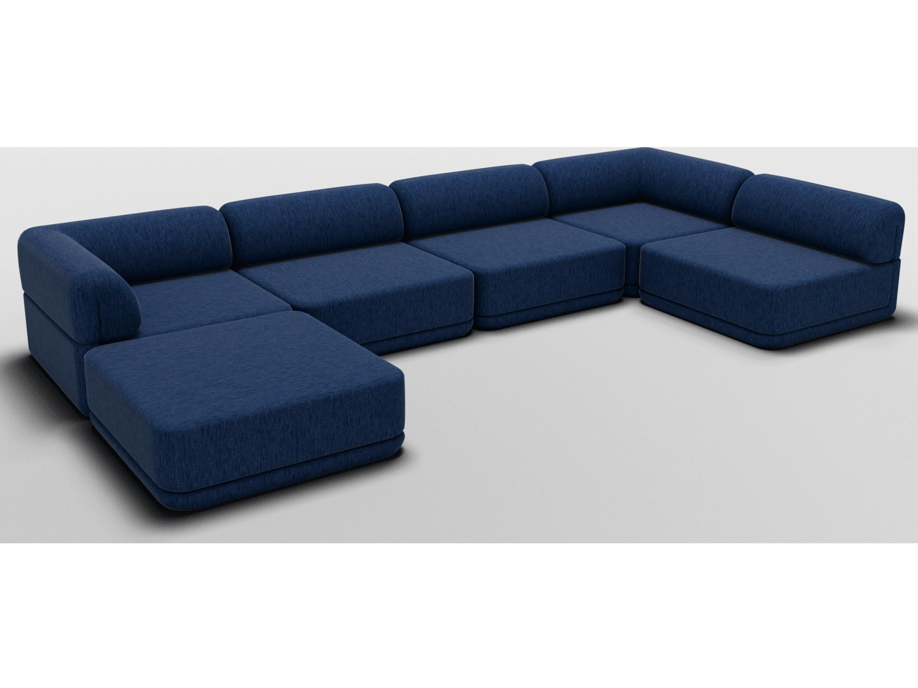 Bend Goods Cube Blue Upholstered Sectional Sofa
