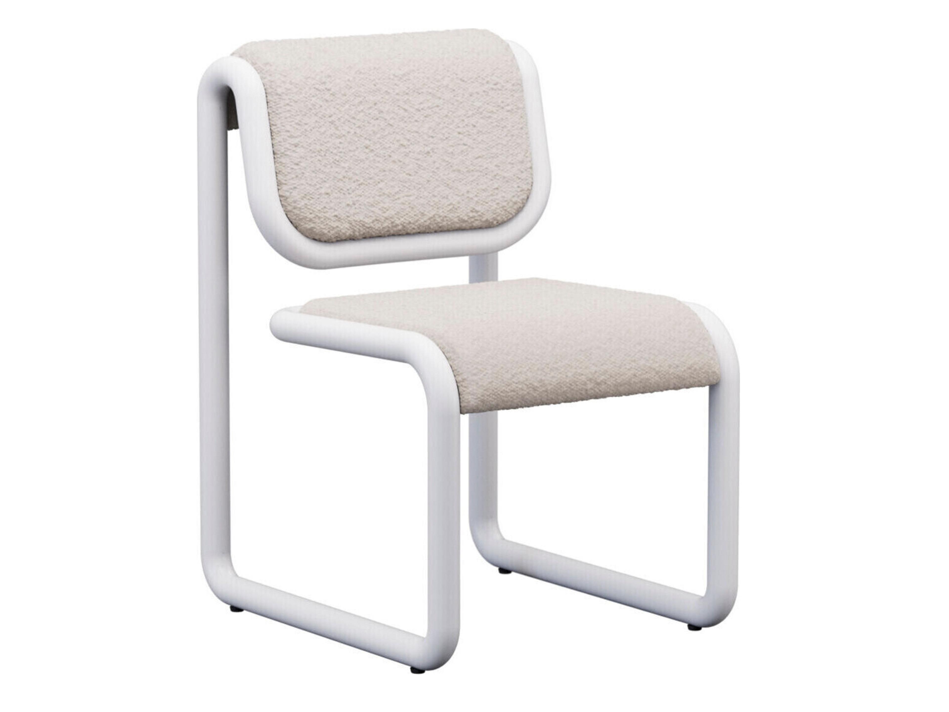 Bend Goods Tube Plywood White Upholstered Armless Dining Chair