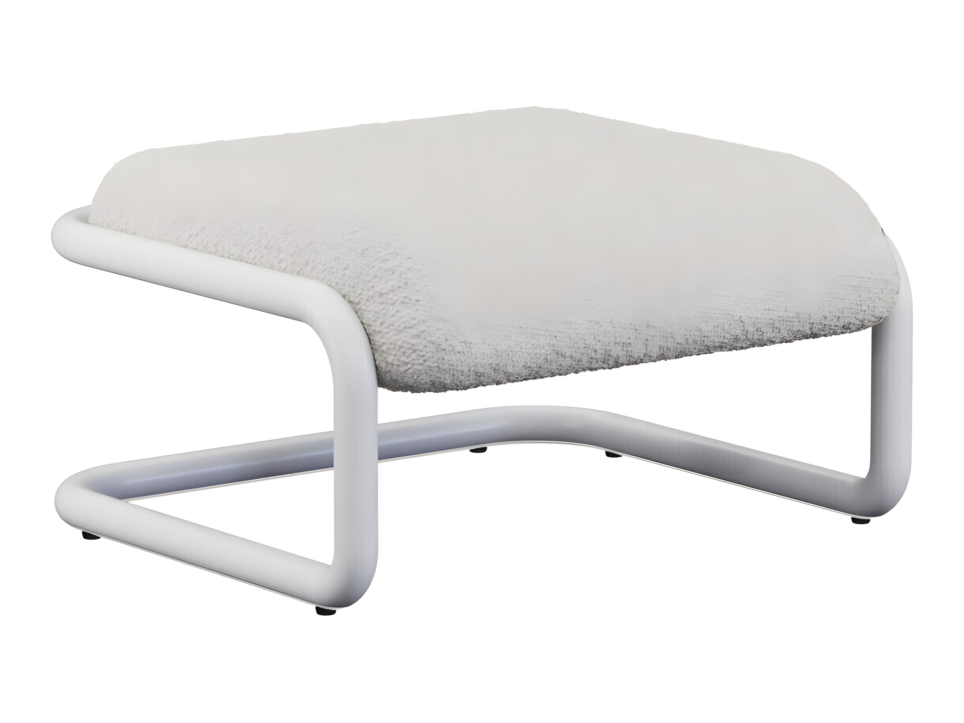Bend Goods Tube White Frame With Boucle Fabric Upholstered Ottoman