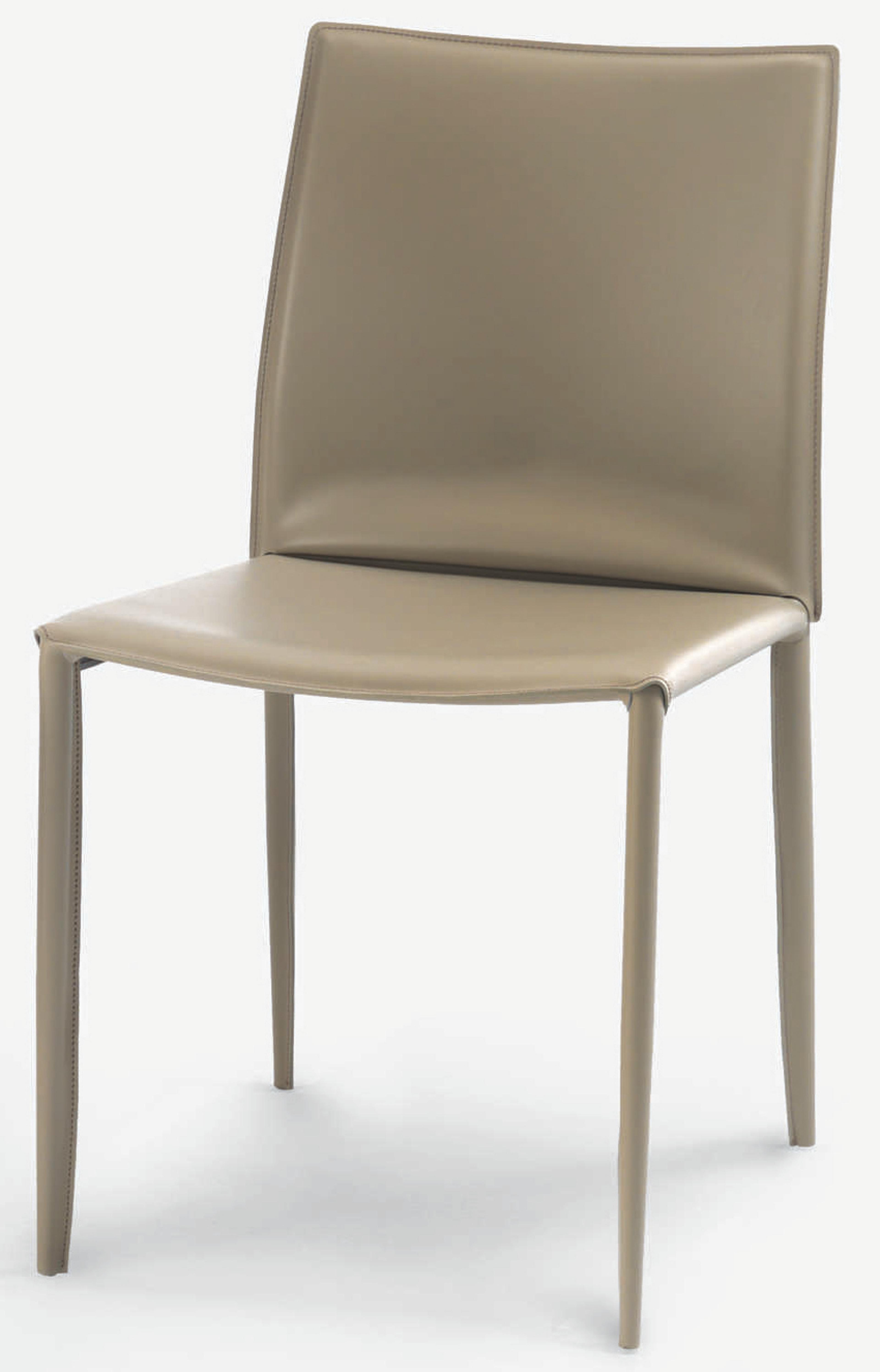 Bontempi Casa Linda Leather Beige Upholstered Side Dining Chair