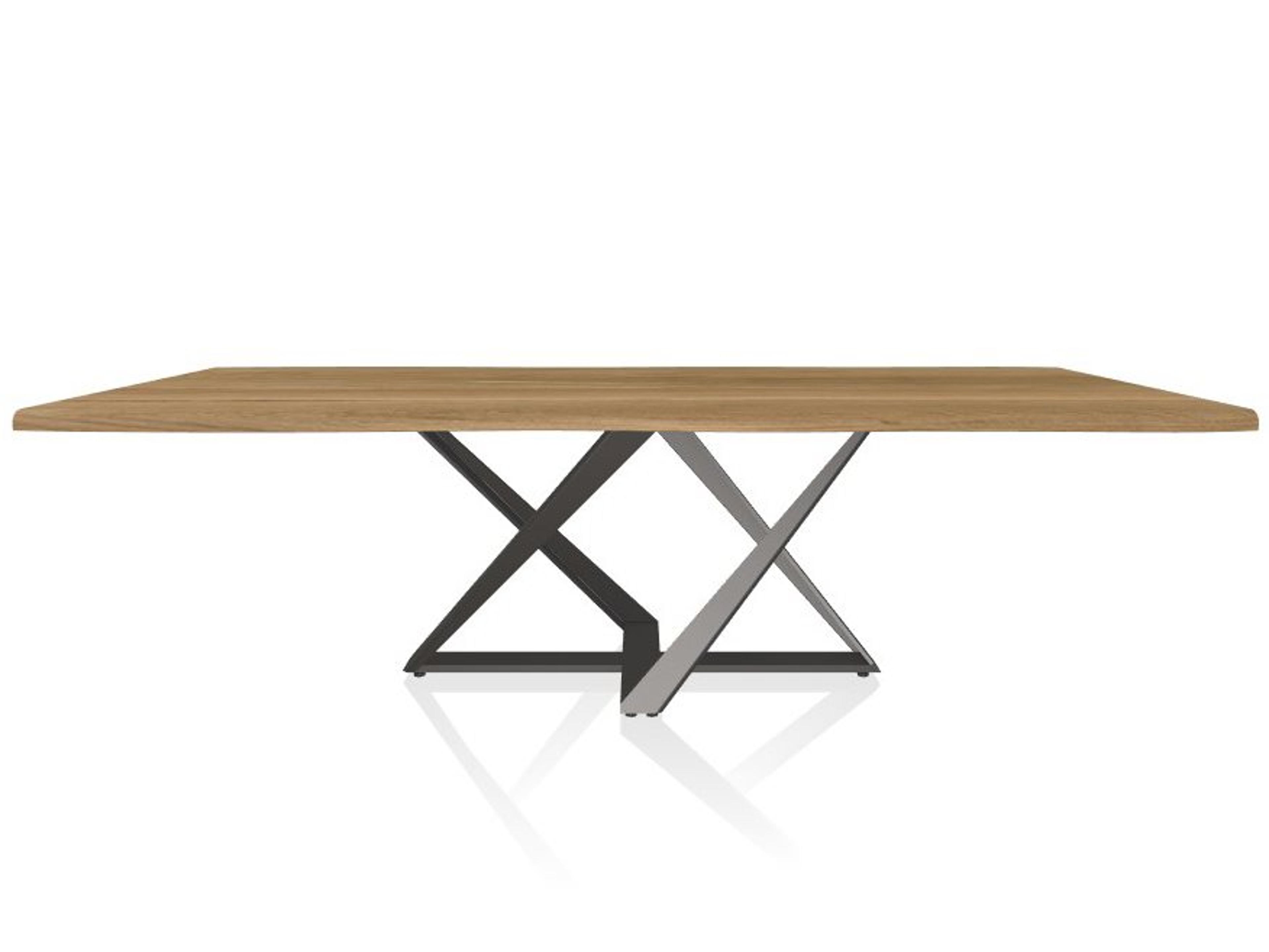 Bontempi Casa Millennium Rectangular Wood Natural Oak Silver Dining Table