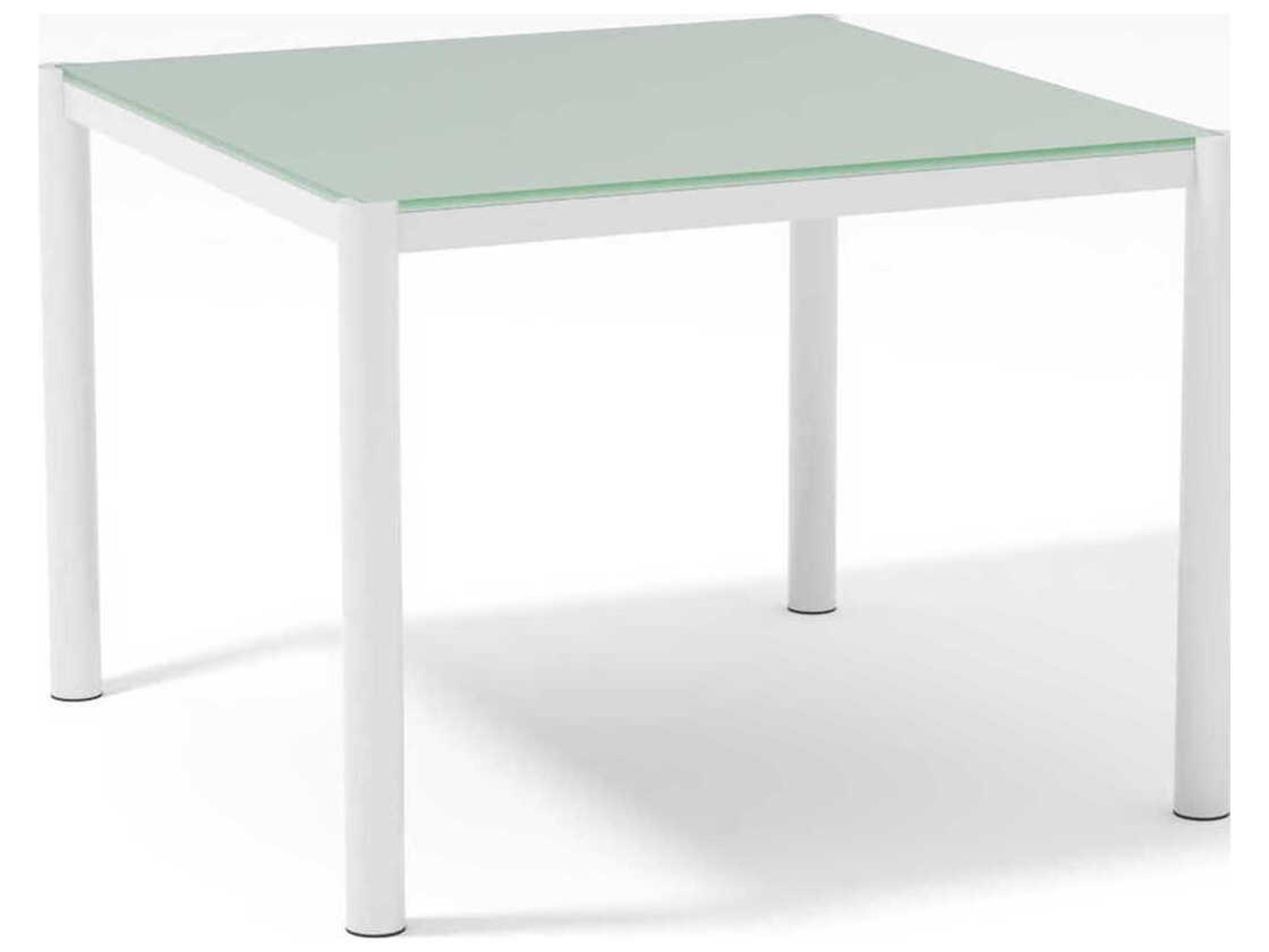Bend Goods Outdoor White Wrought Iron Square Glass Top Dining Table