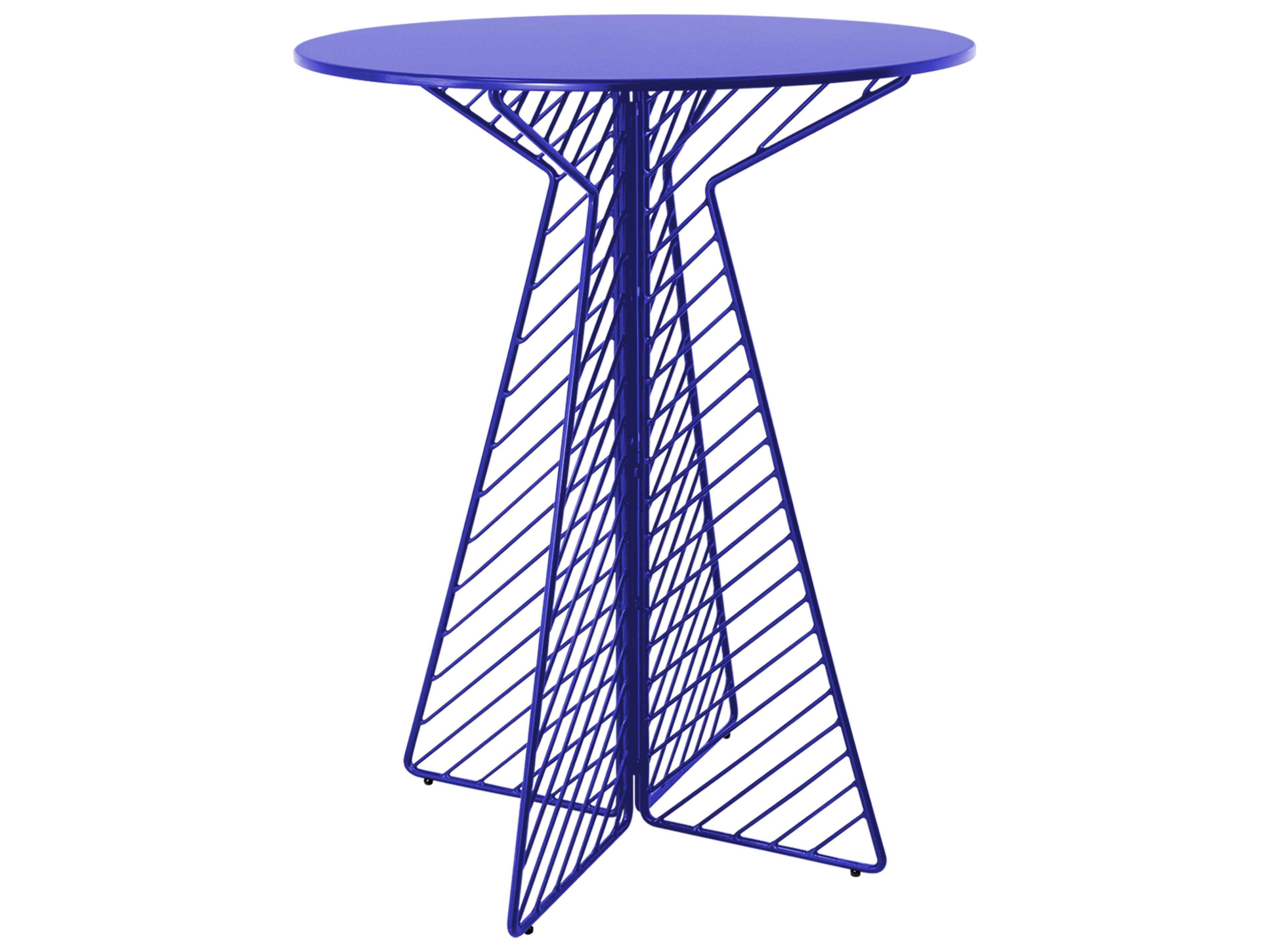 Bend Goods Outdoor Cafe Galvanized Iron Electric Blue Round Bar Table
