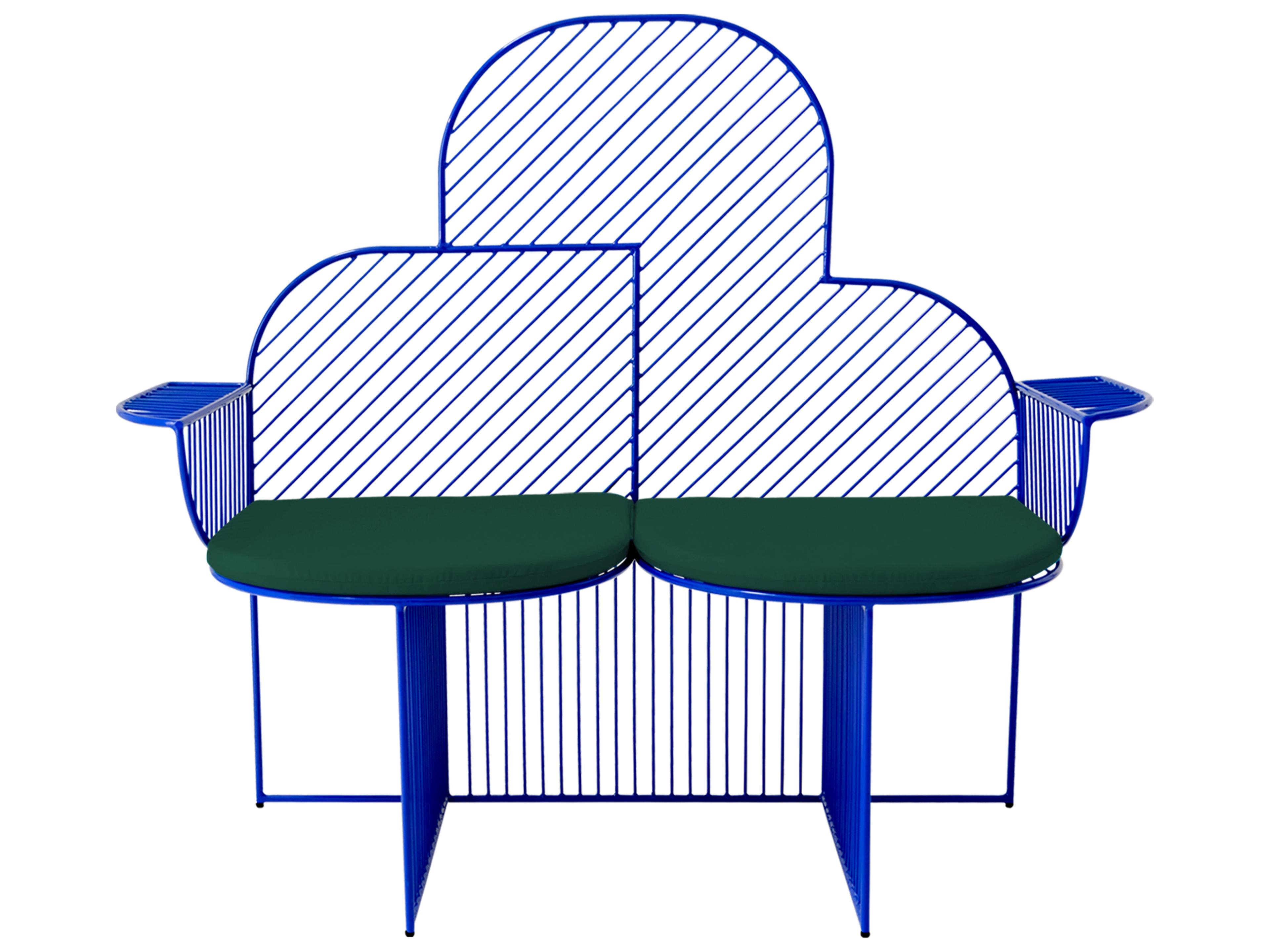 Bend Goods Outdoor Cloud Galvanized Iron Blue Bench