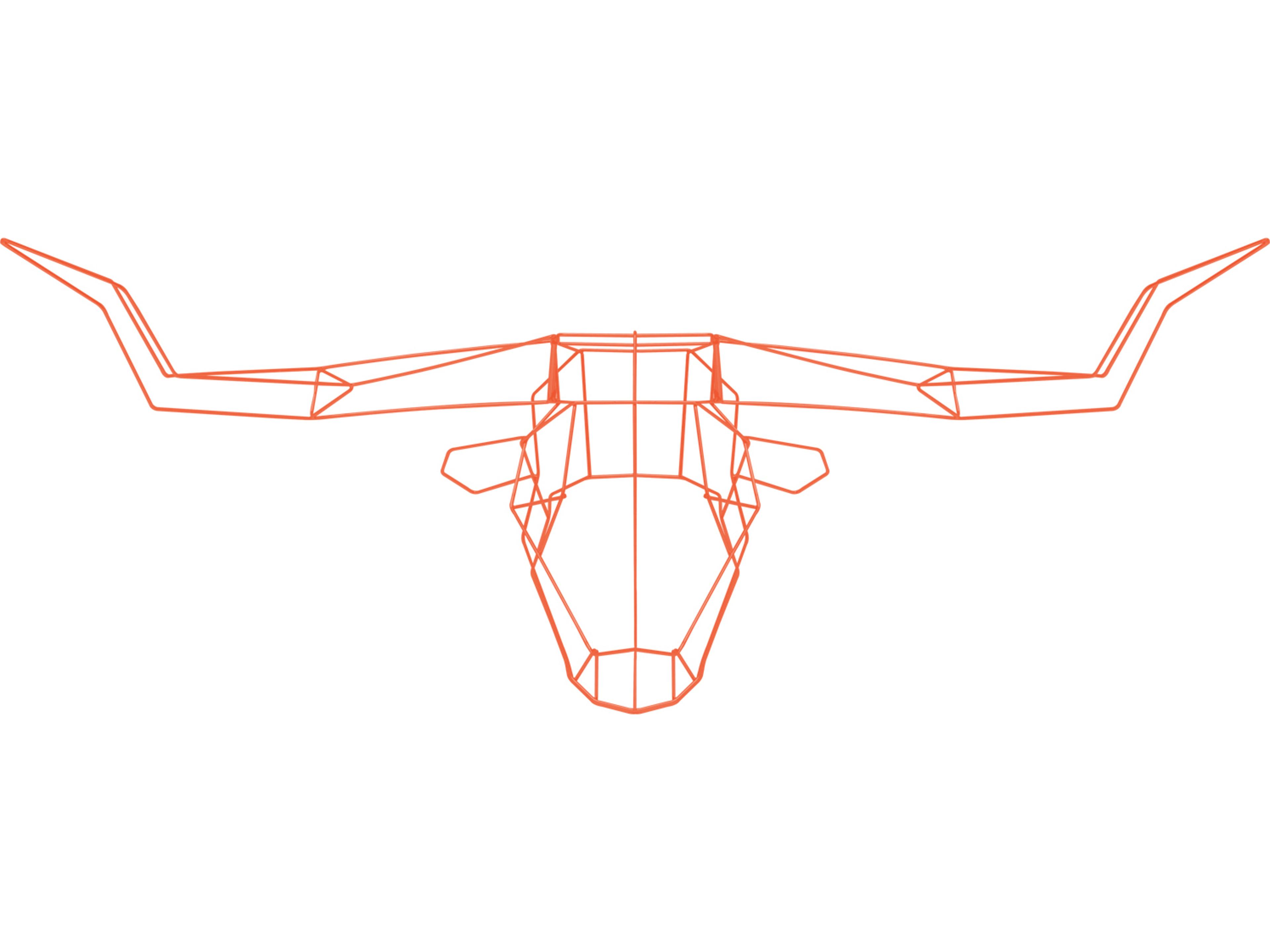 Bend Goods Outdoor Galvanized Iron Orange Long Horn Wall Decor