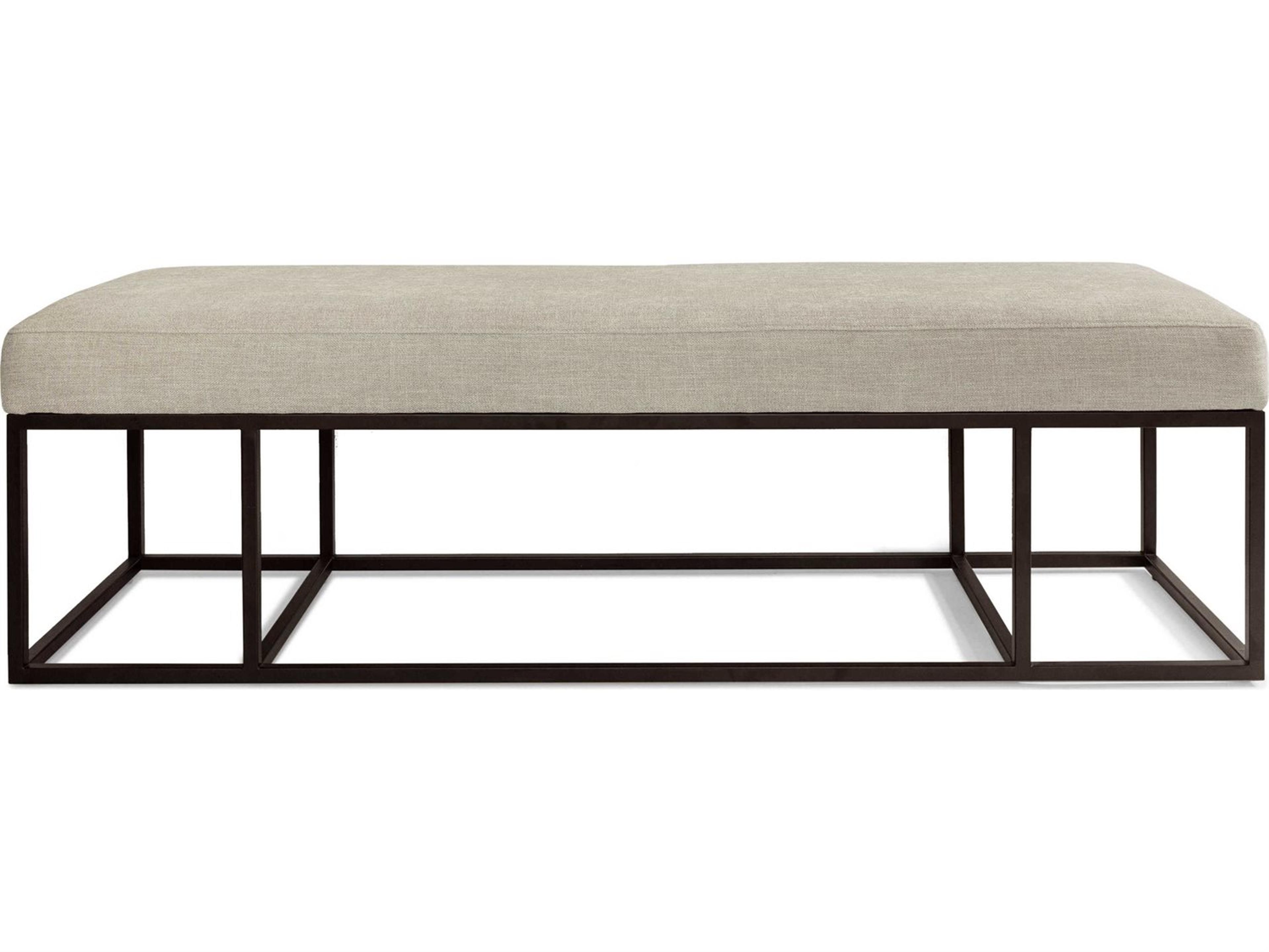 Brownstone Finley Beach Black Metal Brown Leather Accent Bench
