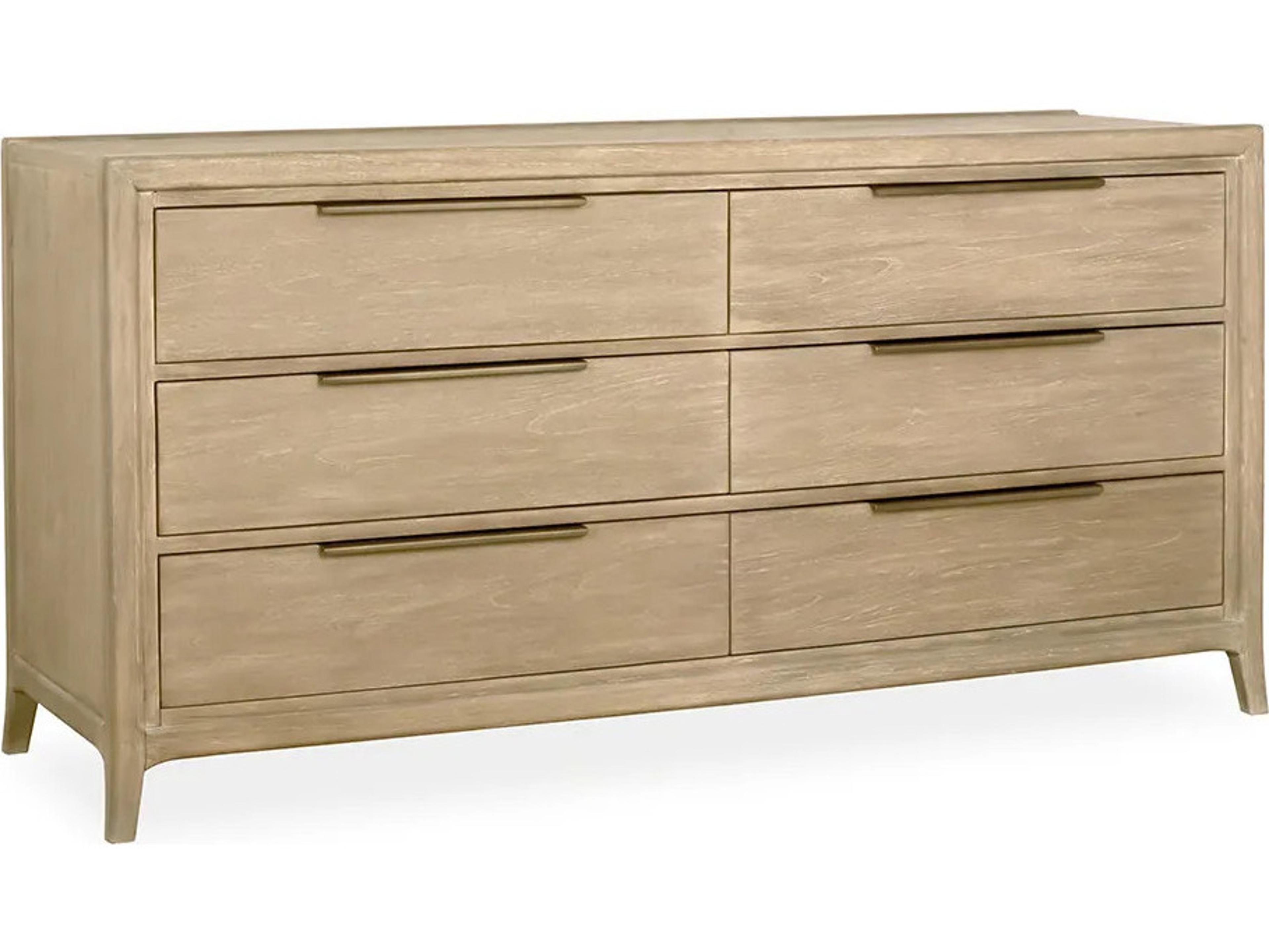 Brownstone Messina 6-Drawers Beige Teak Wood Double Dresser