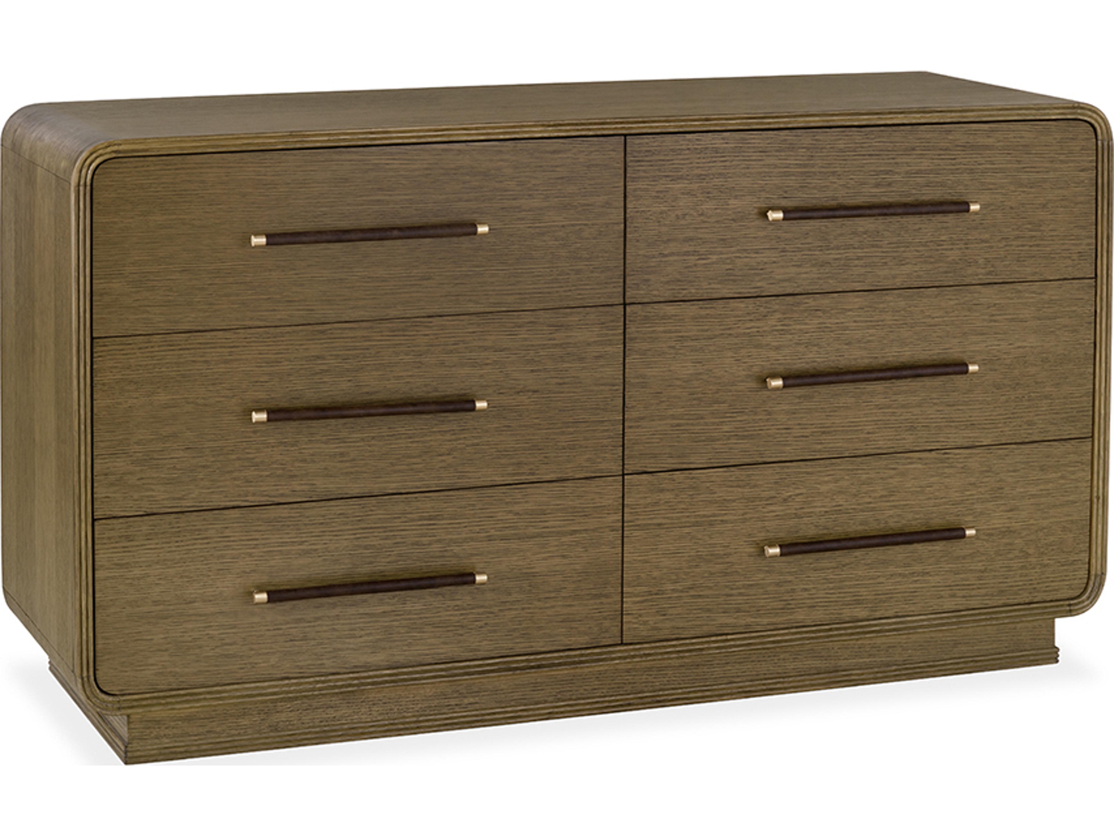 Brownstone Samuel 6-Drawers Brown Oak Wood Double Dresser