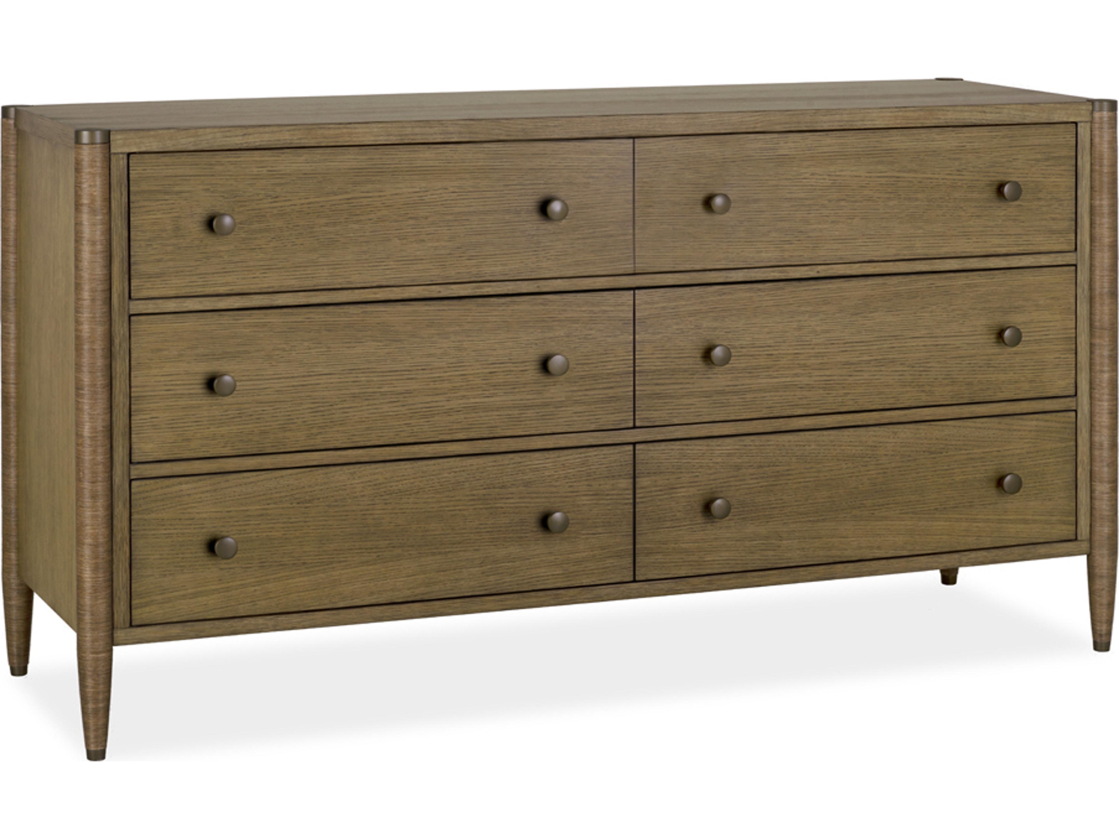 Brownstone Vincent 6-Drawers Brown Oak Wood Double Dresser