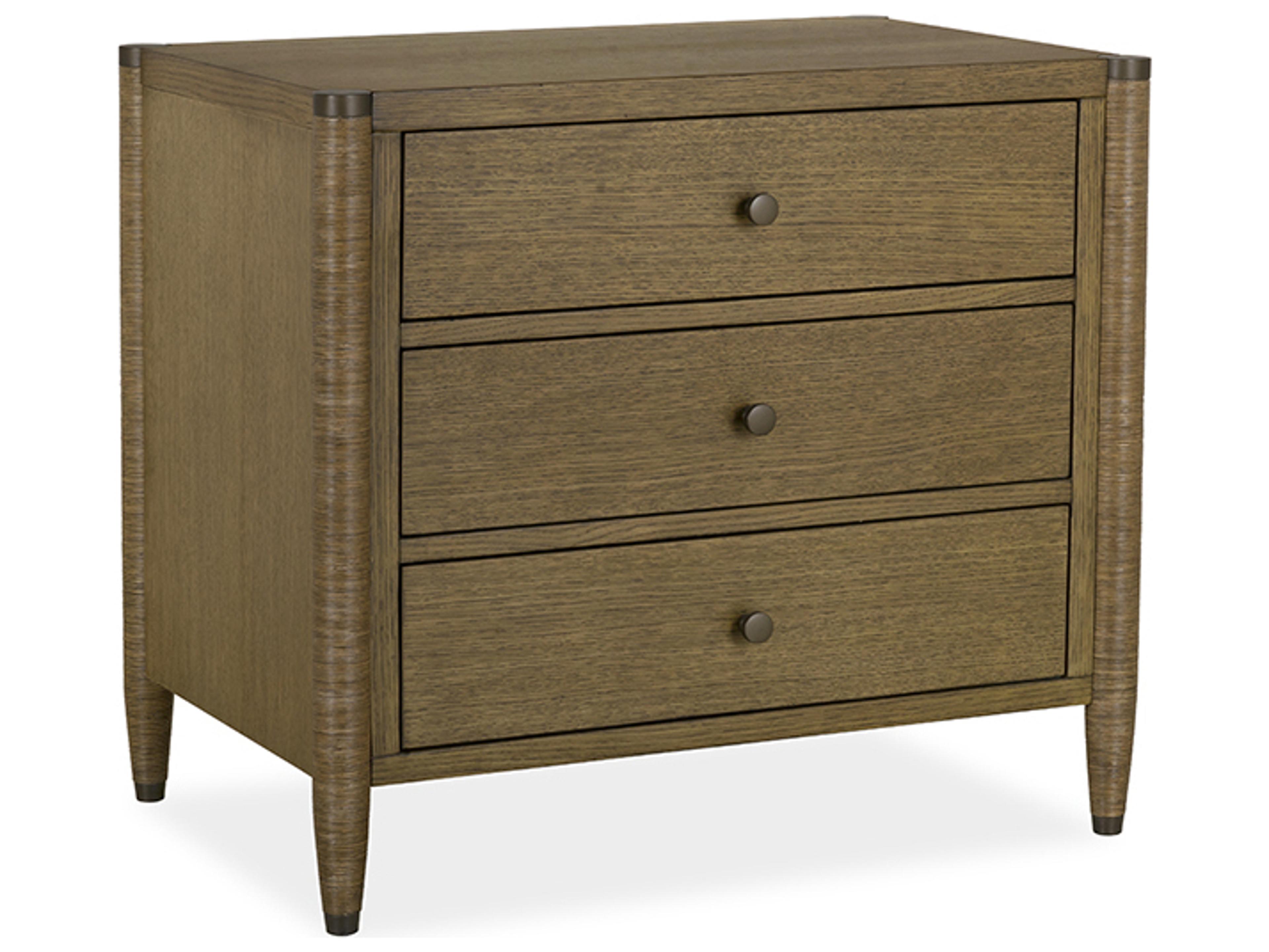 Brownstone Vincent 3-Drawers Brown Oak Wood Nightstand