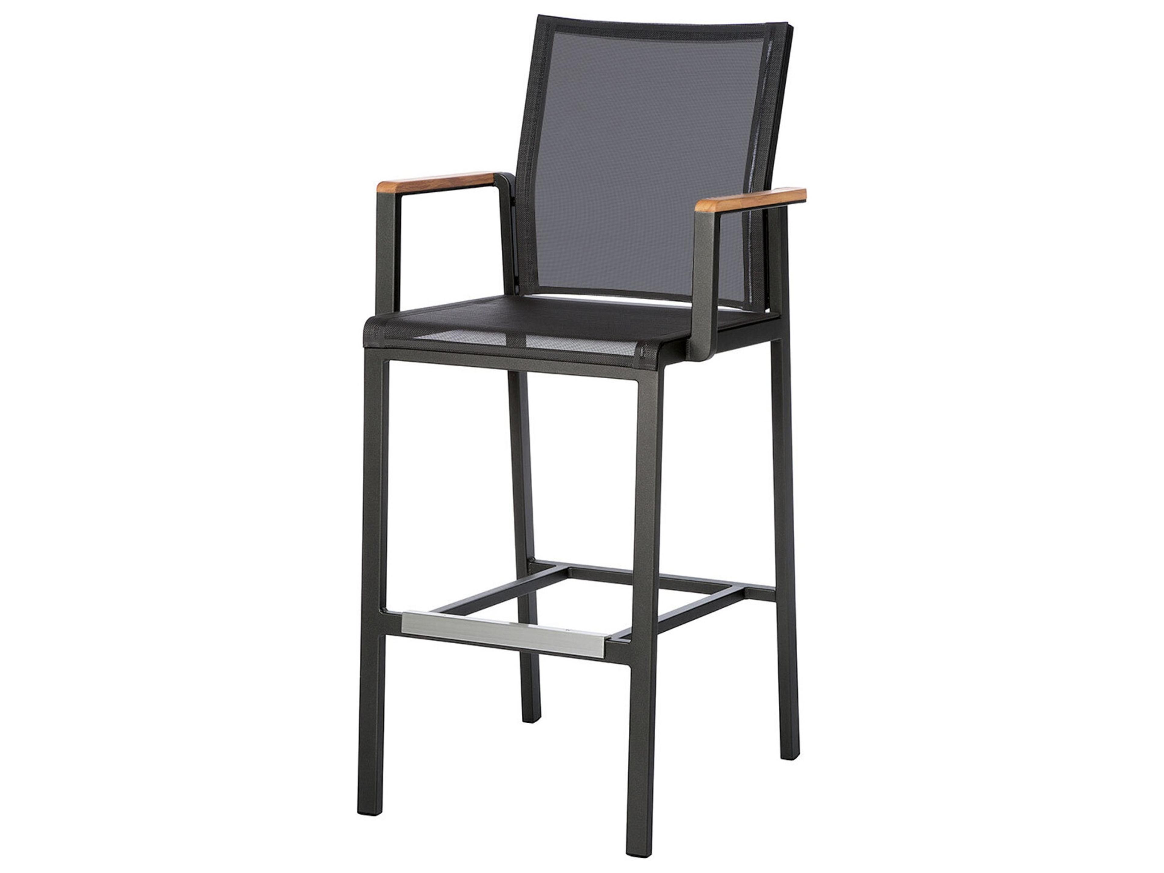 Barlow Tyrie Aura Bar Stool - Graphite Aluminum - Charcoal Textilene Sling