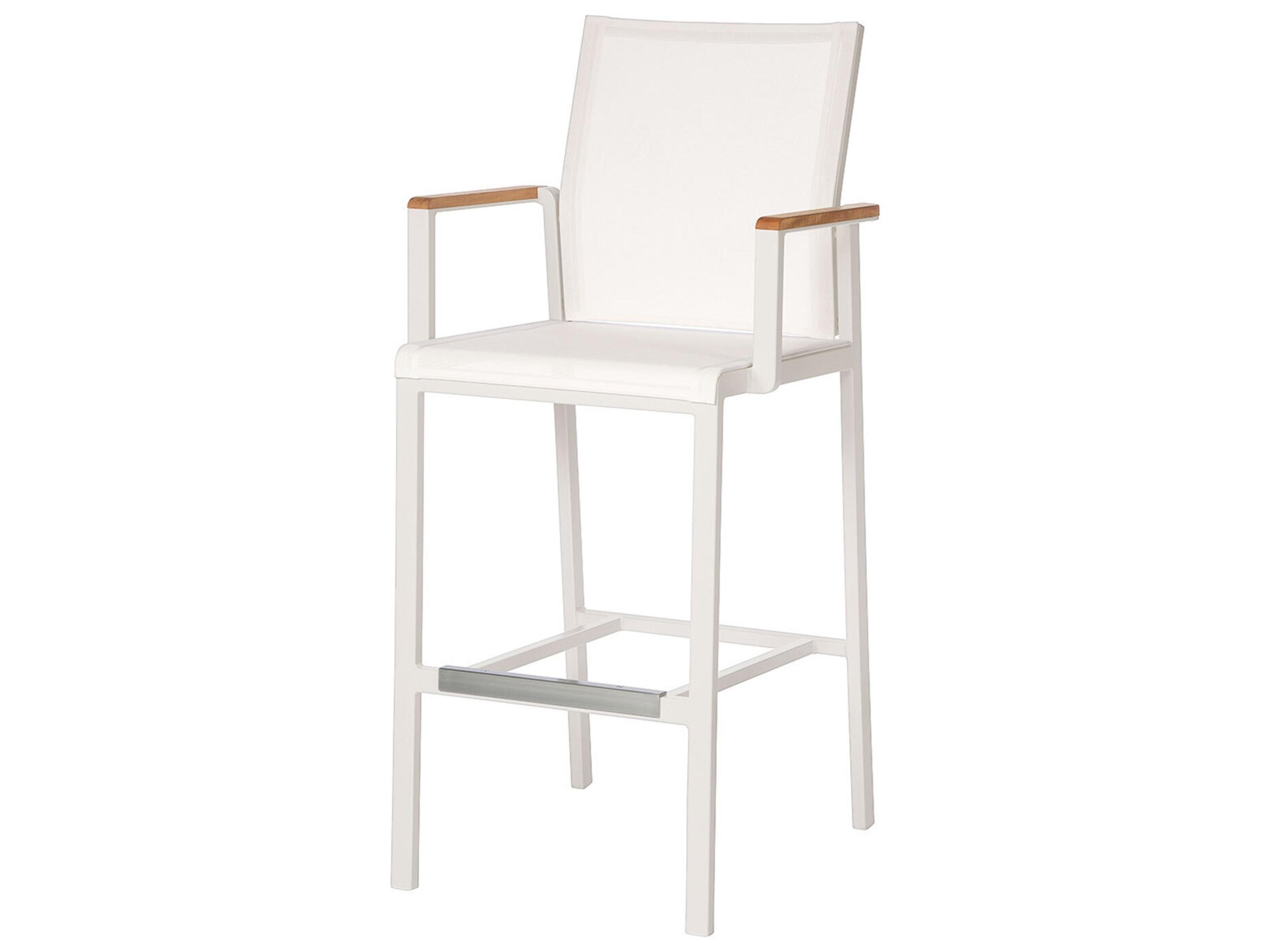 Barlow Tyrie Aura Bar Stool - Arctic White Aluminum - Pearl Textilene Sling