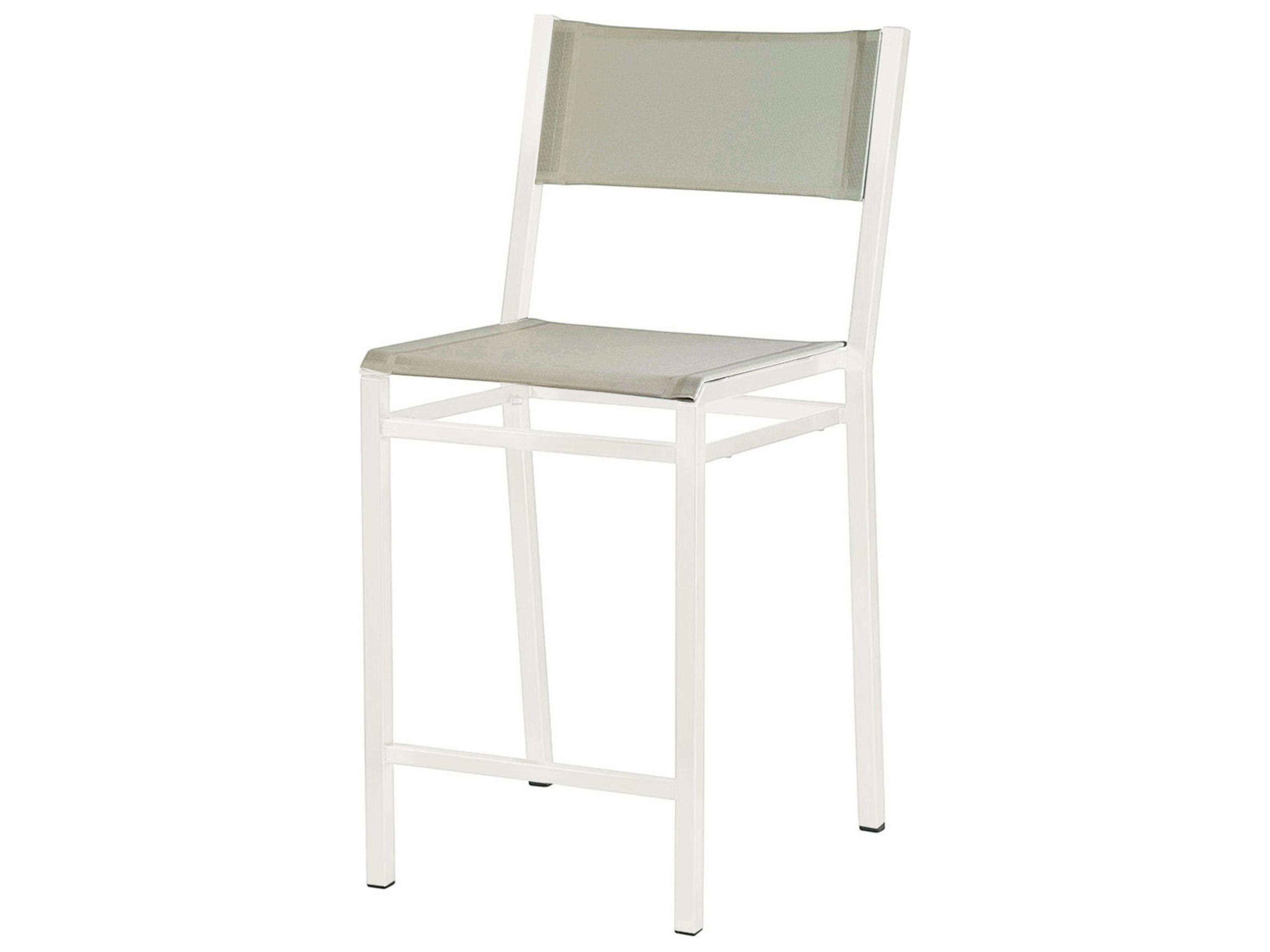 Barlow Tyrie Equinox Counter Stool - Arctic White Powder-Coated Stainless Steel - Seagull Sunbrella Sling