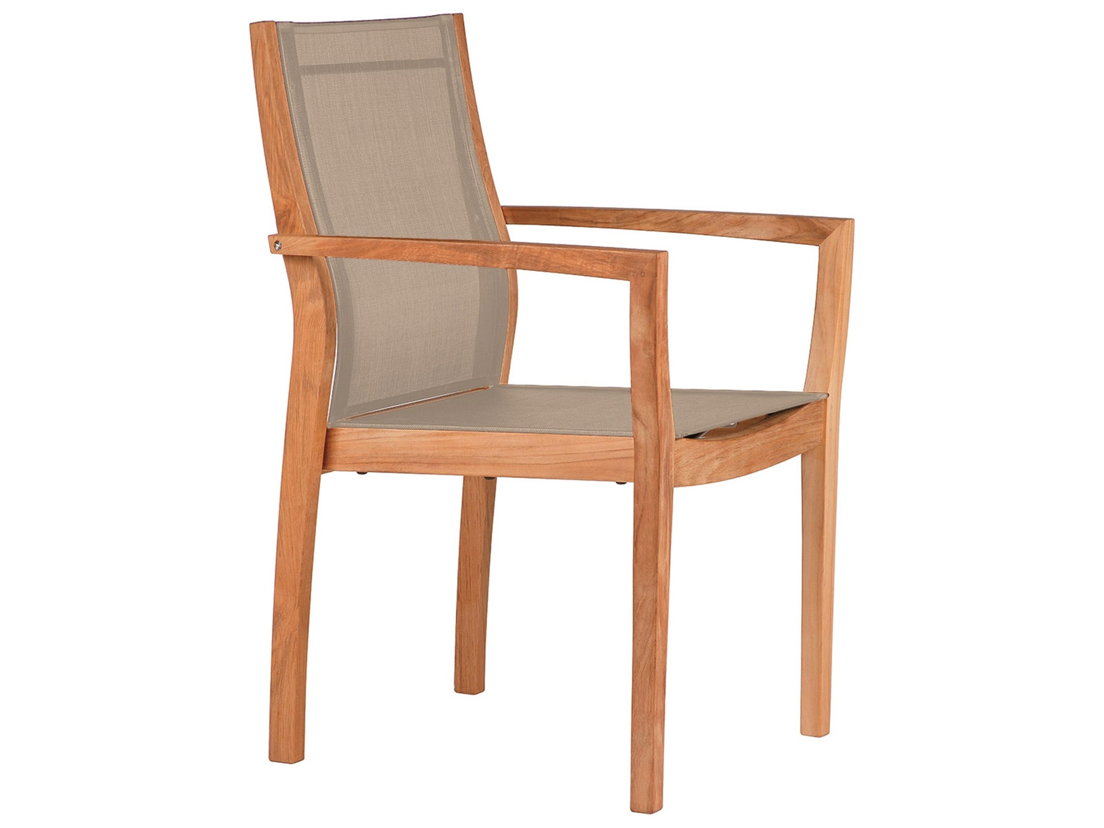 Barlow Tyrie Horizon Dining Arm Chair - Natural Teak Frame - Titanium Textilene Sling