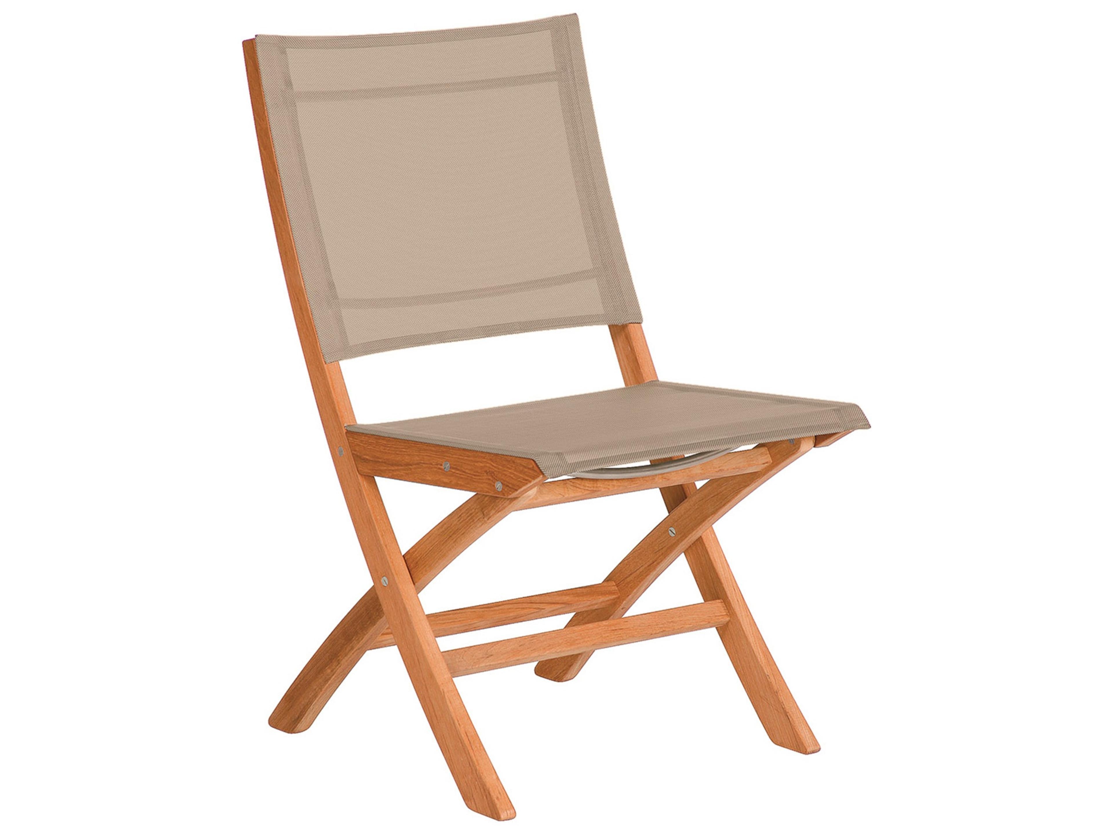 Barlow Tyrie Horizon Folding Dining Side Chair - Natural Teak Frame - Titanium Textilene Sling