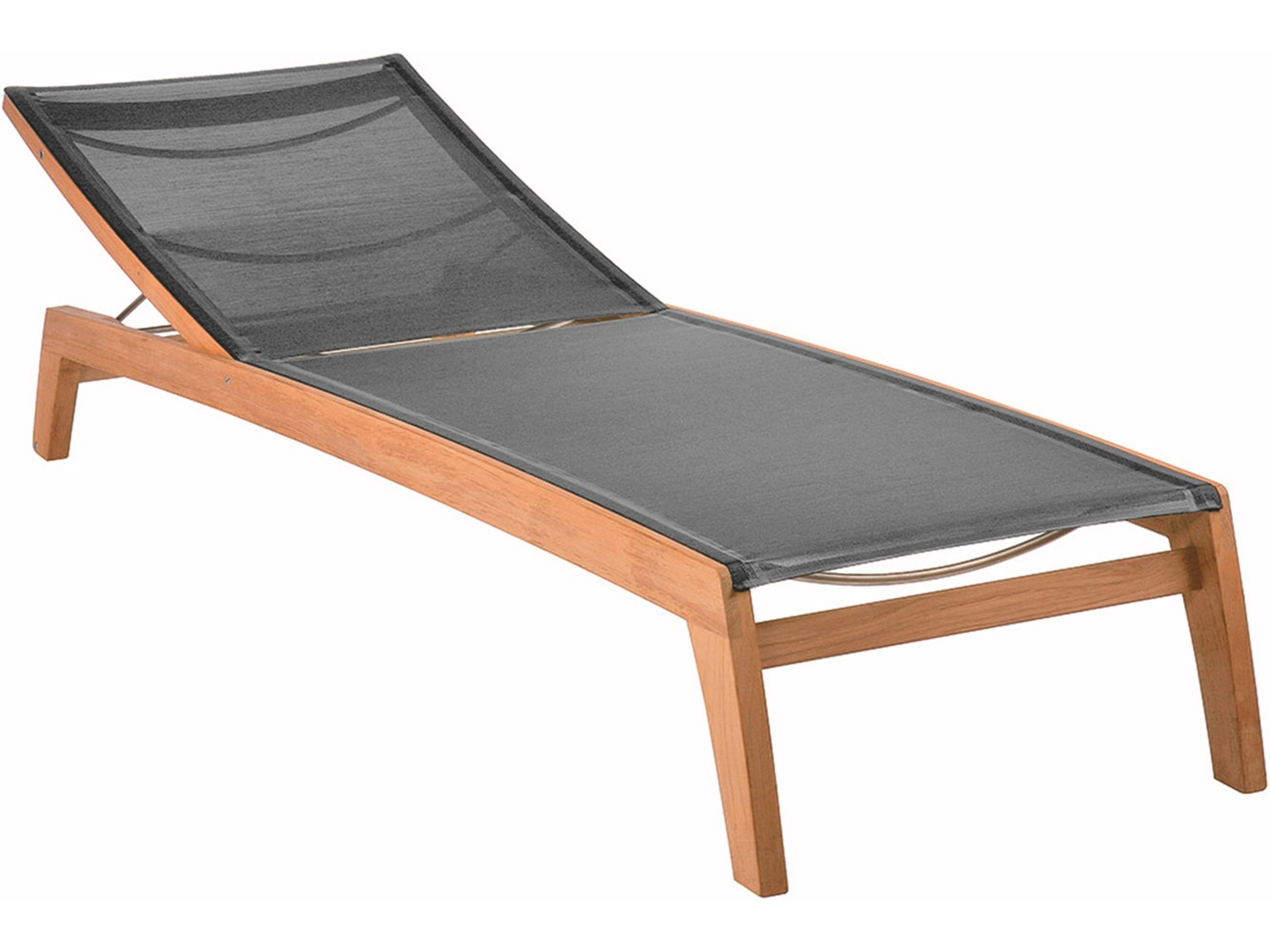 Barlow Tyrie Horizon Lounger - Natural Teak Frame - Platinum Textilene Sling