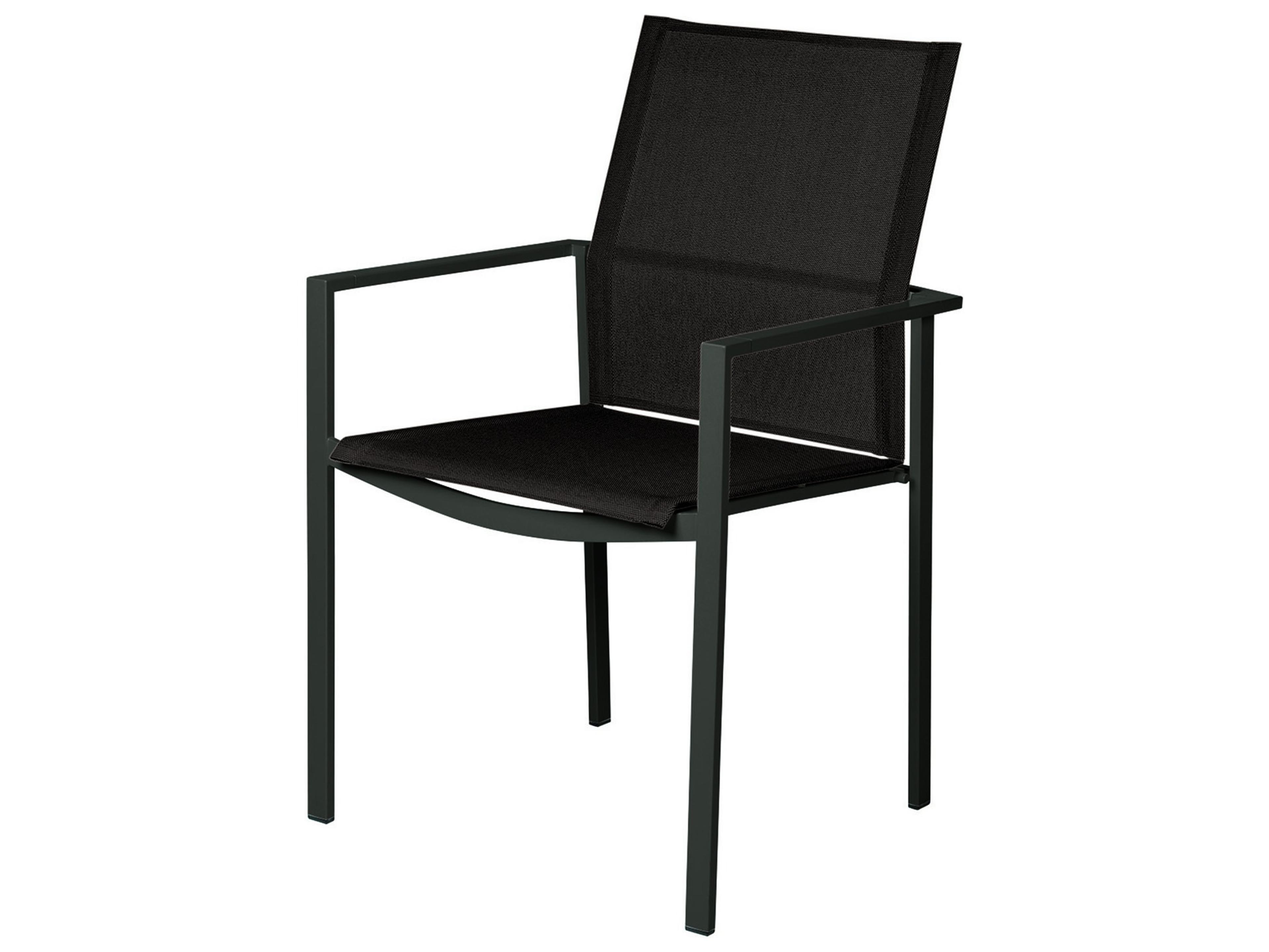 Barlow Tyrie Mercury Dining Arm Chair - Graphite Powder Coated Stainless Steel - Carbon Sunbrella Sling