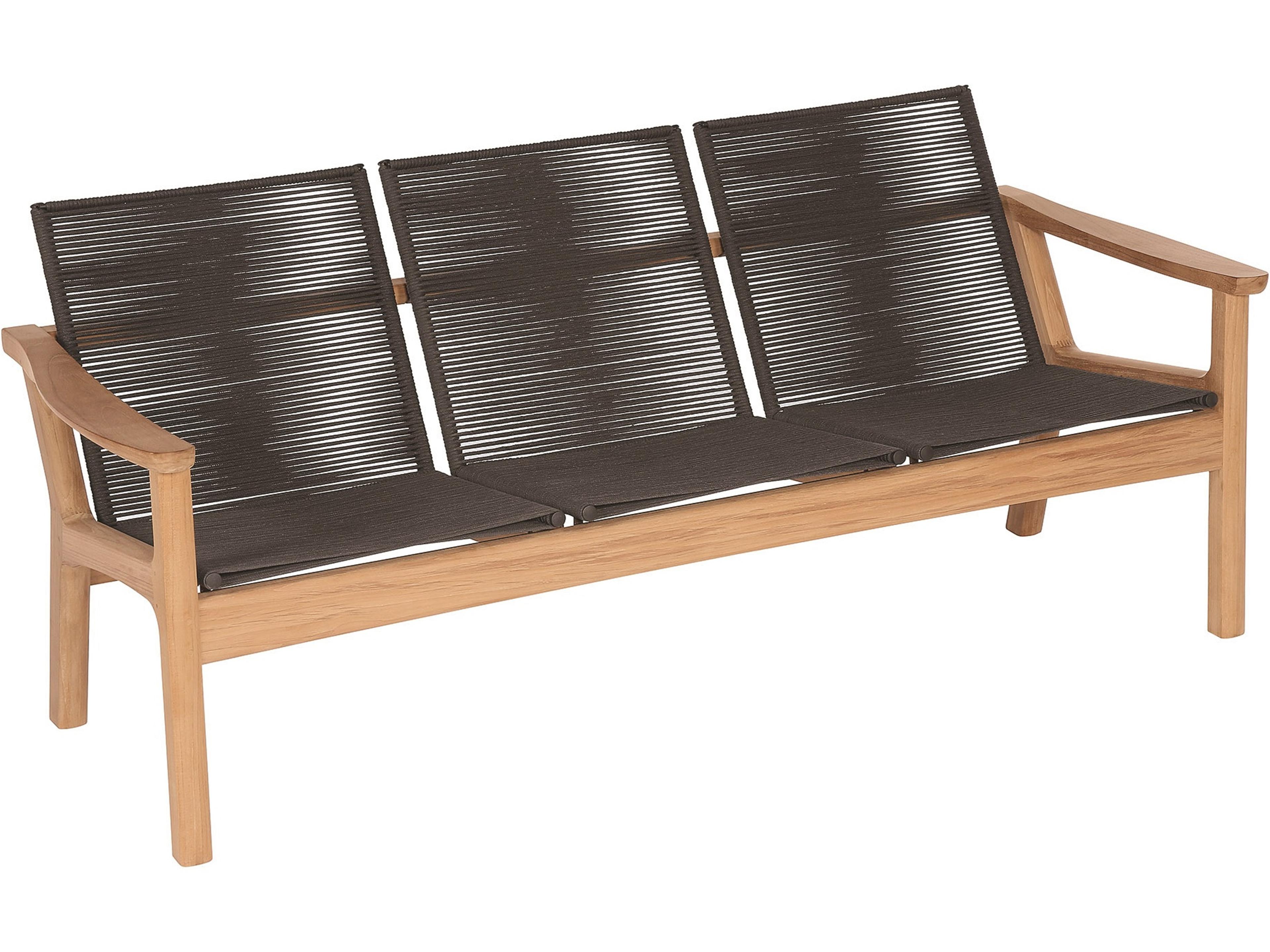 Barlow Tyrie Monterey Deep Seating Three-Seater Sofa - Natural Teak Frame - Brown Braided Cord