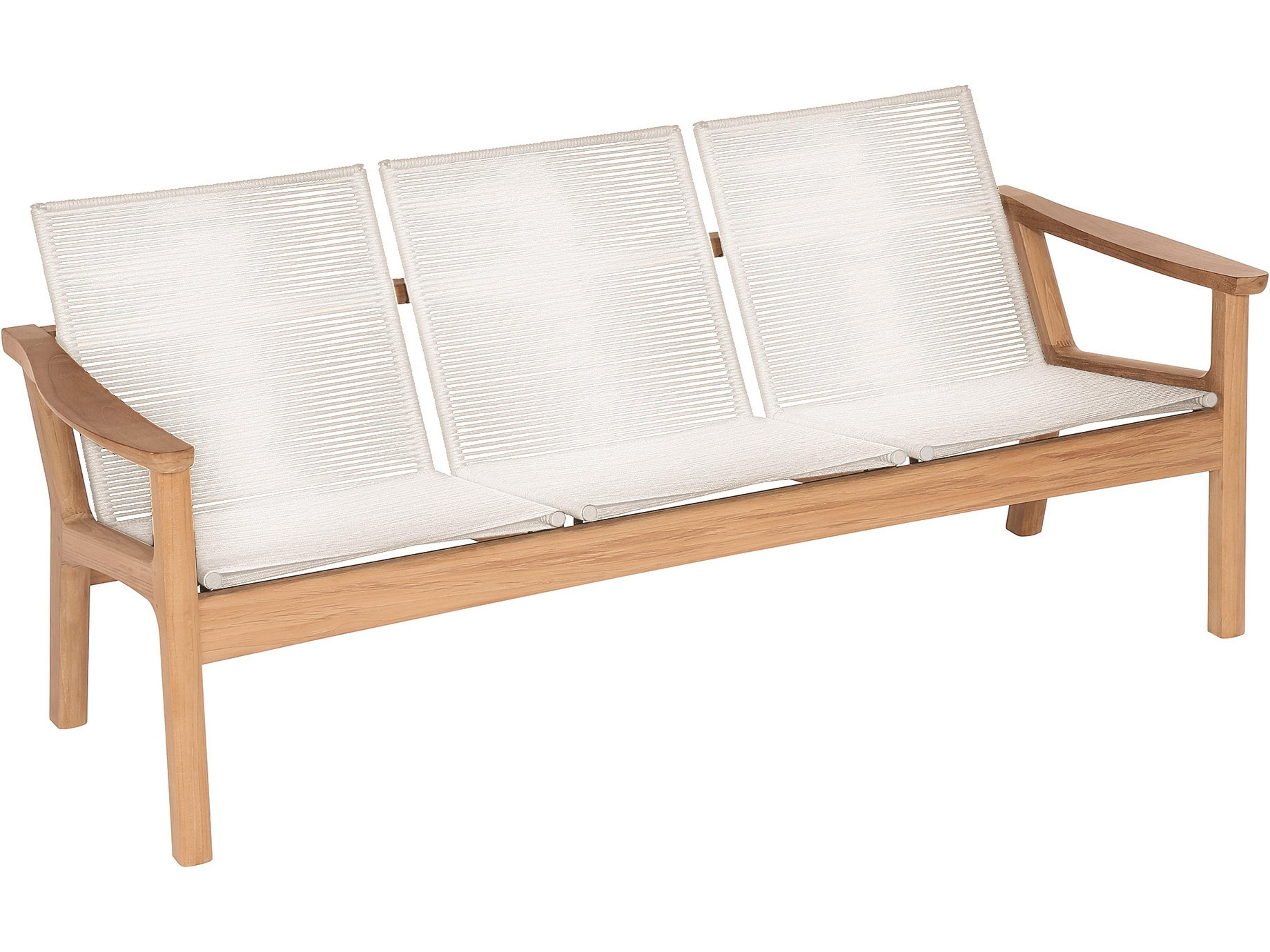 Barlow Tyrie Monterey Deep Seating Three-Seater Sofa - Natural Teak Frame - Chalk Braided Cord