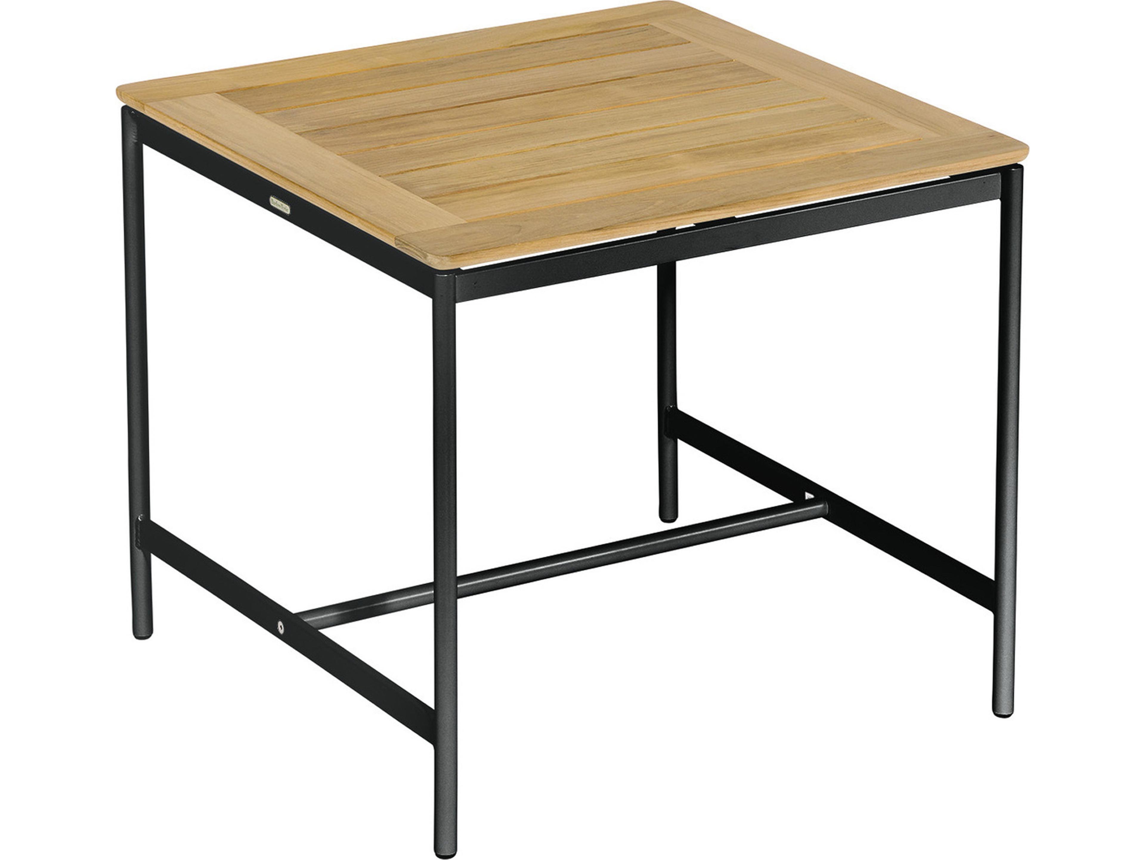 Barlow Tyrie Around Side Table Forge Grey Powder-Coated Aluminum Natural Teak