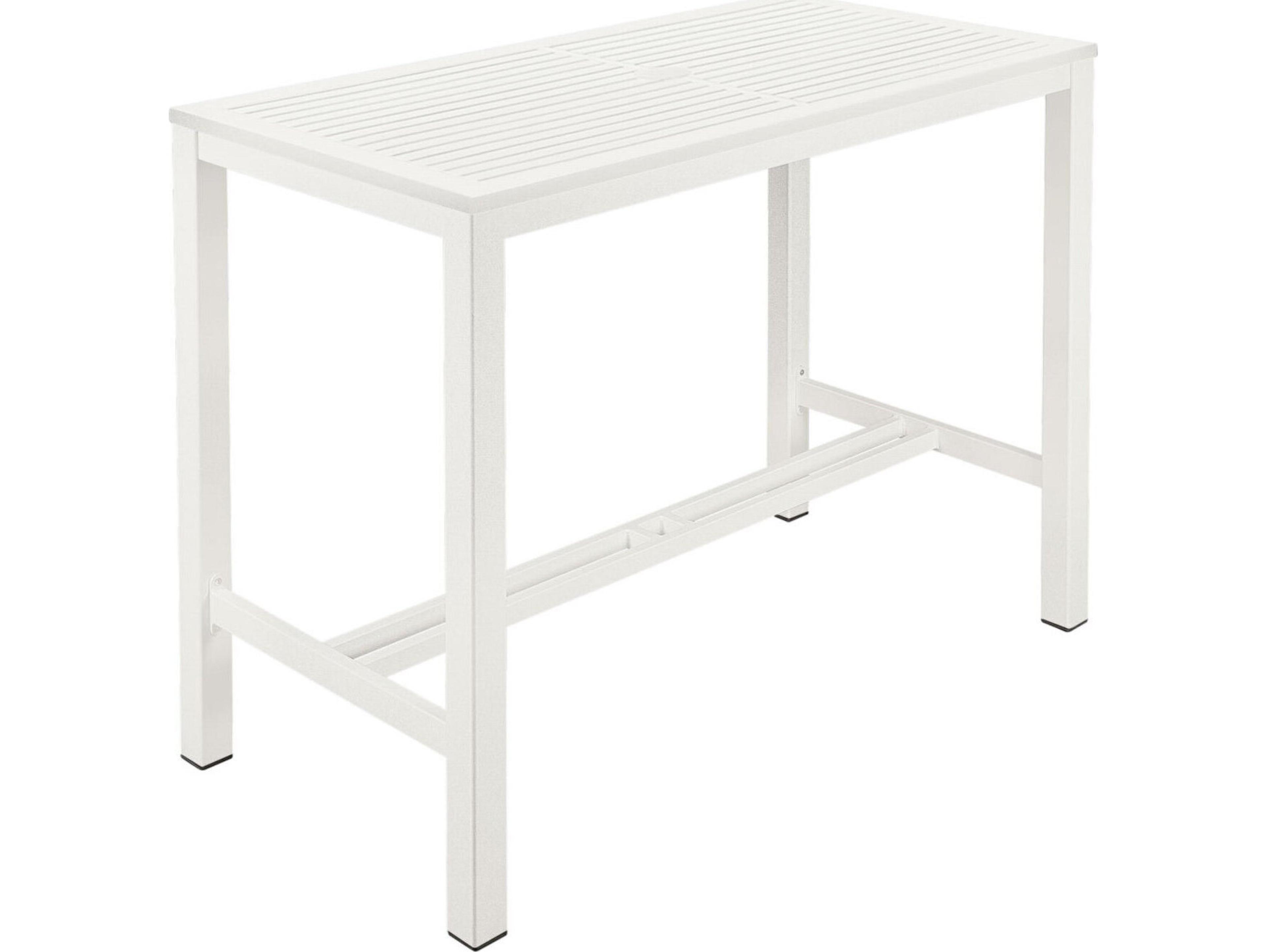 Barlow Tyrie Aura Bar Table Arctic White Powder-Coated Aluminum 55"W x 28"D x 41"H